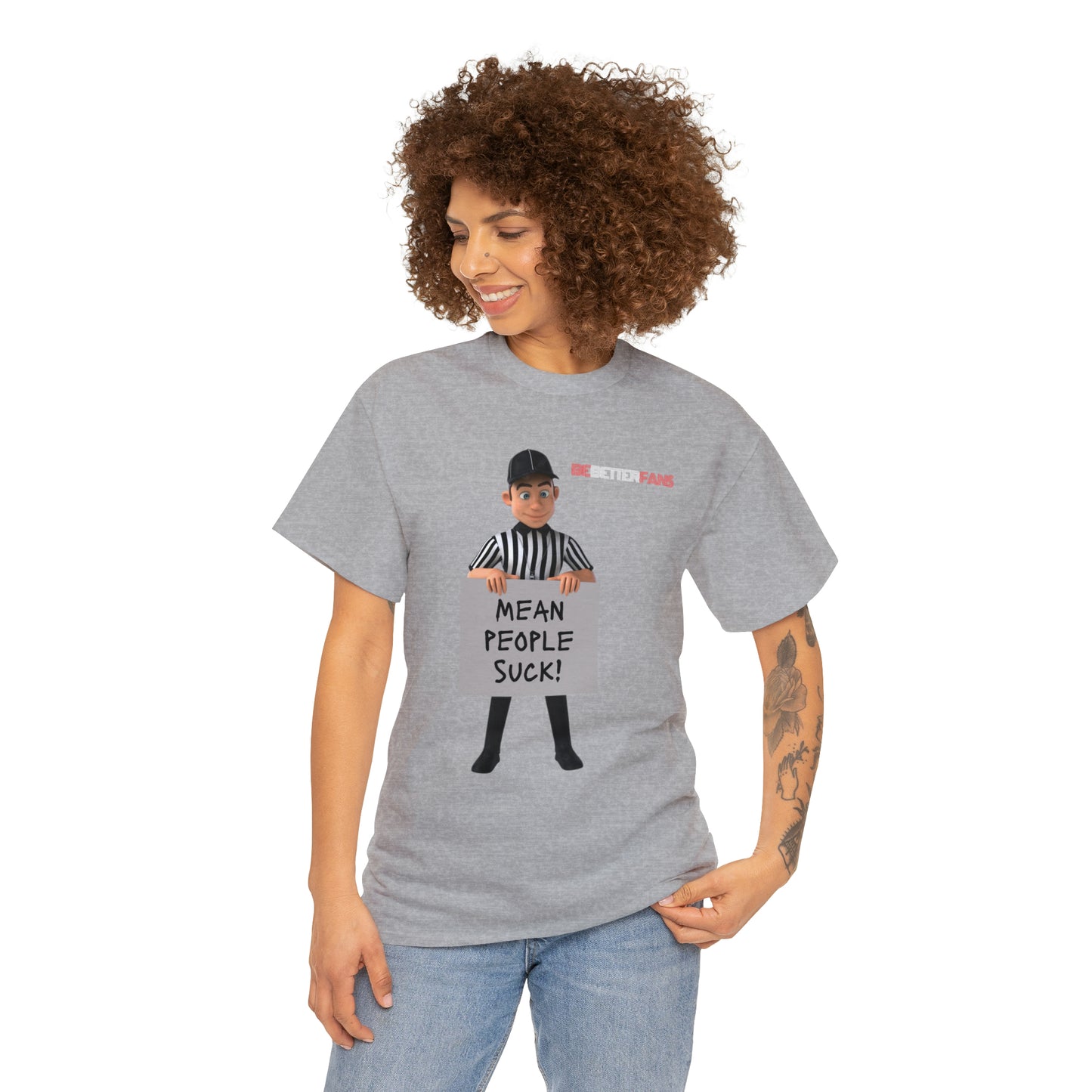 Mean People Suck Unisex Cotton Tee | Cartoon Ref Shirt | Gifts for Refs | For Sports Officials | Screen print t-shirt