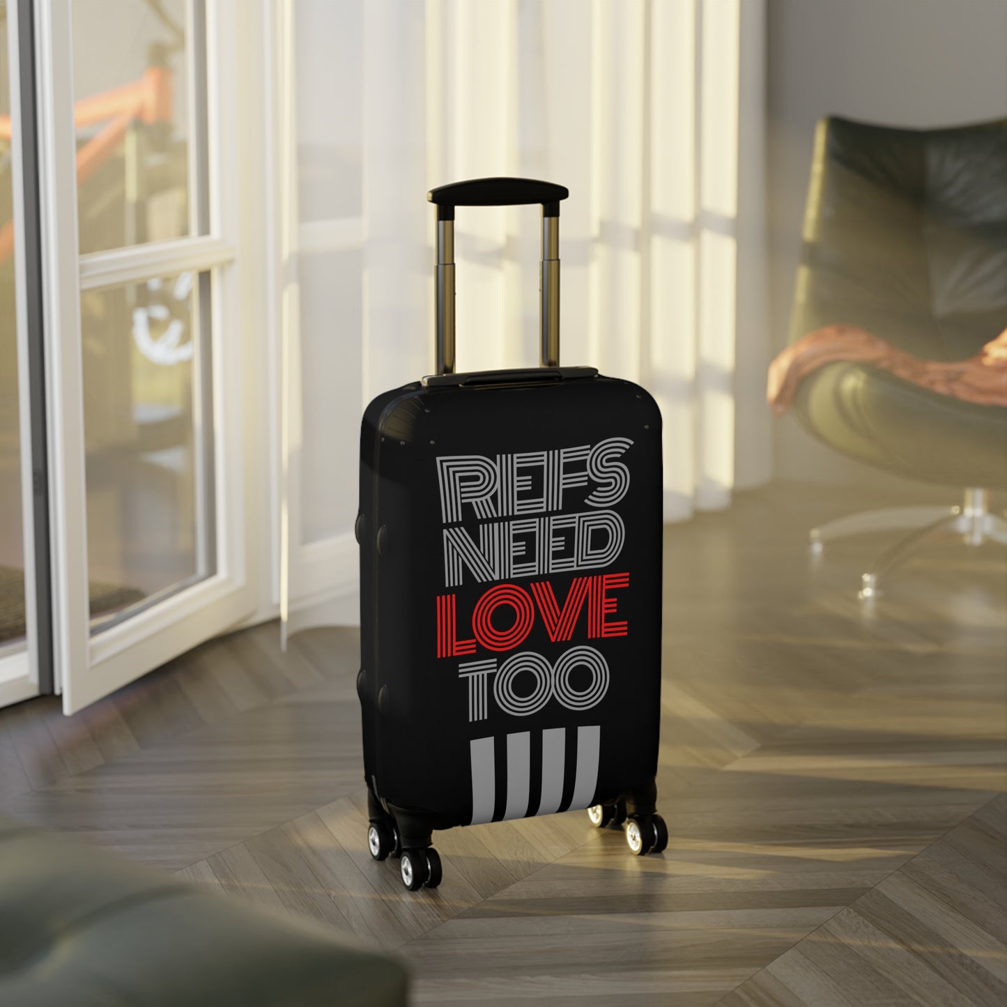 Refs Need Love Too Luggage Cover | Great gift for refs | Traveling Sports Officials | Referee accessories | Travel cover