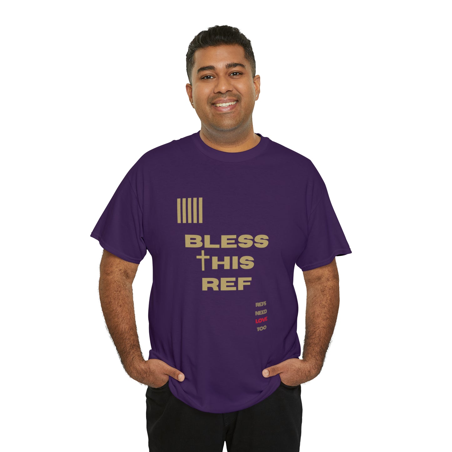 Bless This Ref Heavy Cotton Tee | Faith-filled Official | Gifts for Refs | Religious Referee | Screen print t-shirt | Referee Gifts