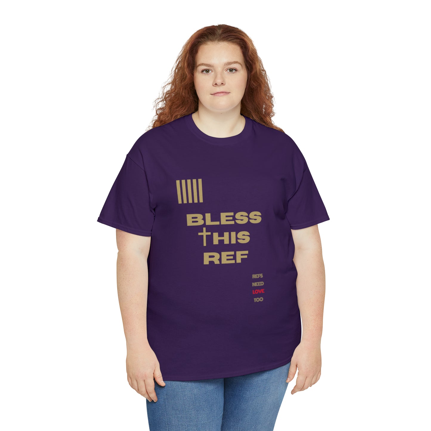 Bless This Ref Heavy Cotton Tee | Faith-filled Official | Gifts for Refs | Religious Referee | Screen print t-shirt | Referee Gifts