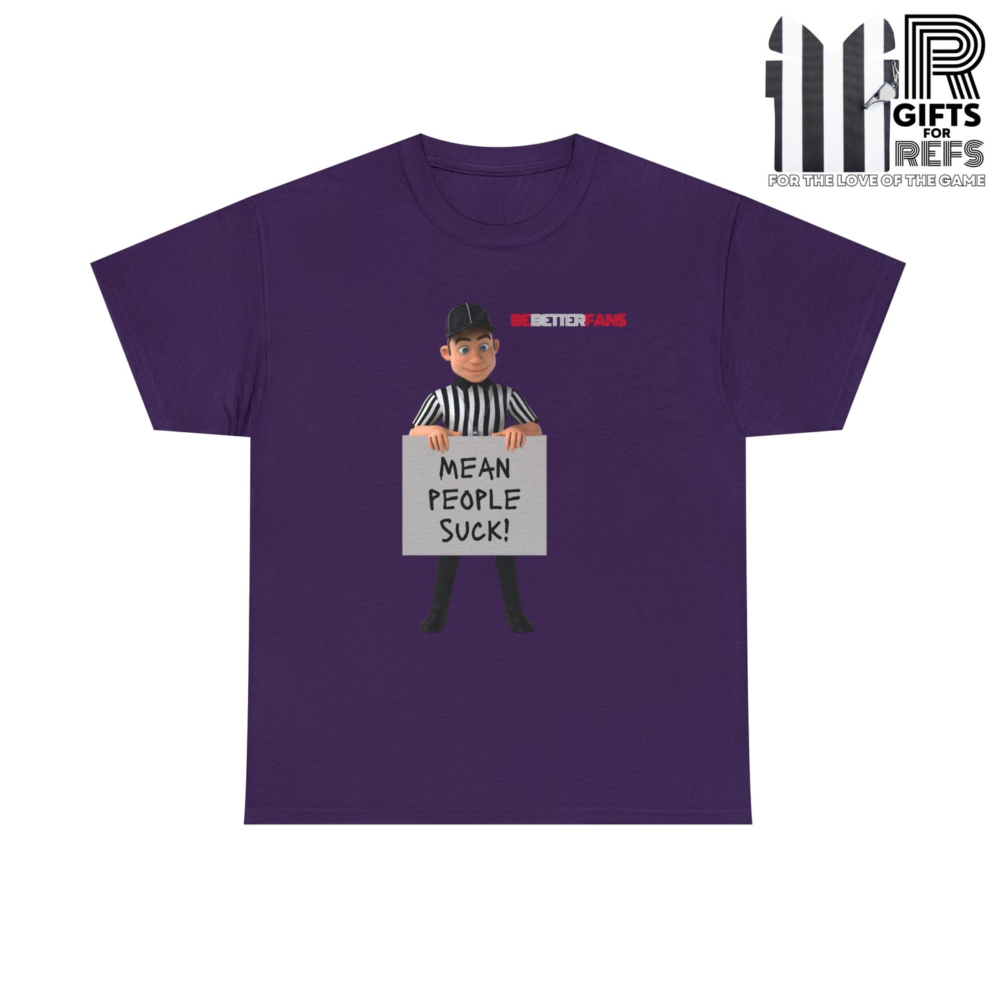 Mean People Suck Unisex Cotton Tee | Cartoon Ref Shirt | Gifts for Refs | For Sports Officials | Screen print t-shirt