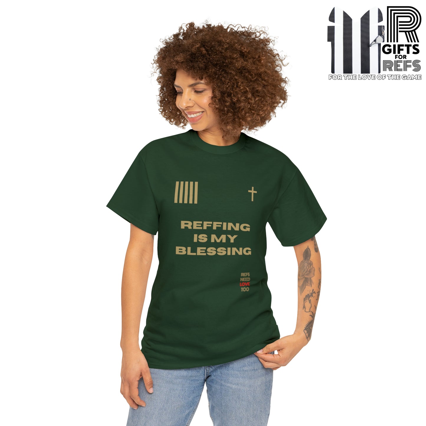 Reffing Is My Blessing Heavy Cotton Tee | Referee gifts | Screen print t-shirt | Christian Refs | For the love of officiating | Christmas gift for refs