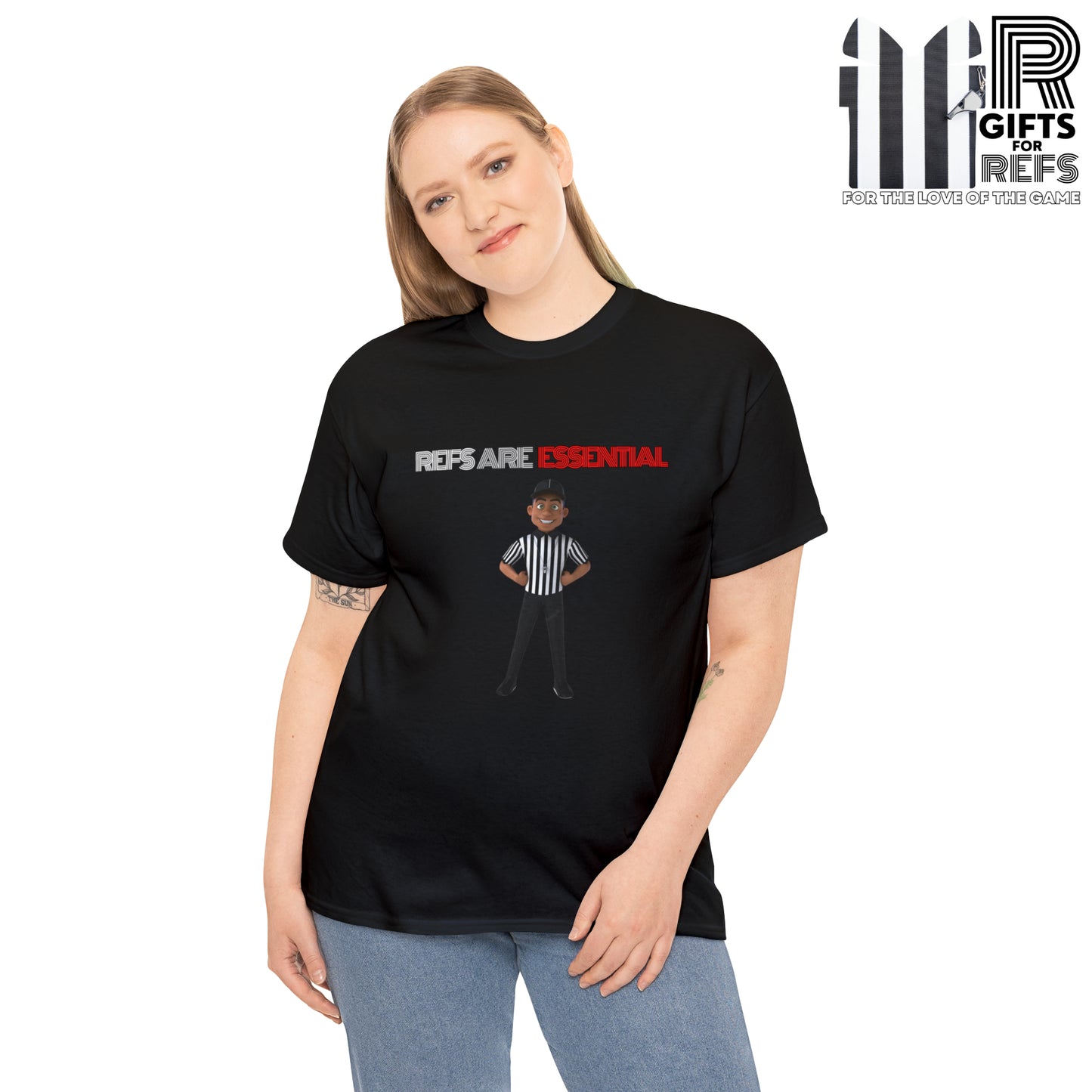 Refs are Essential Unisex Cotton Tee | Referee gift | Gift for refs | Cartoon Ref | For referee supporters | For sports officials | Screen print tee