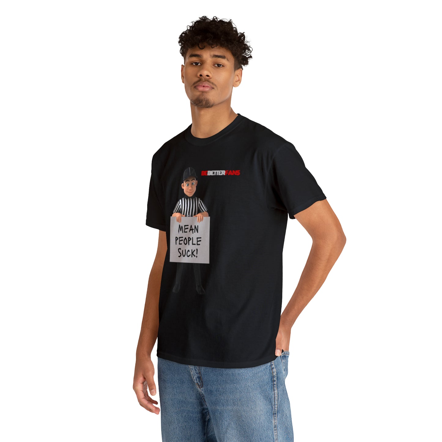 Mean People Suck Unisex Cotton Tee | Cartoon Ref Shirt | Gifts for Refs | For Sports Officials | Screen print t-shirt