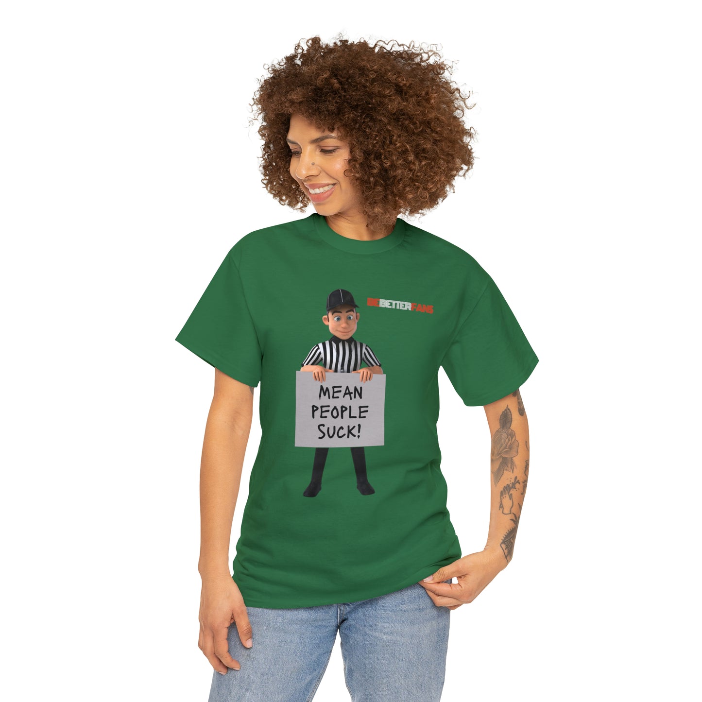 Mean People Suck Unisex Cotton Tee | Cartoon Ref Shirt | Gifts for Refs | For Sports Officials | Screen print t-shirt