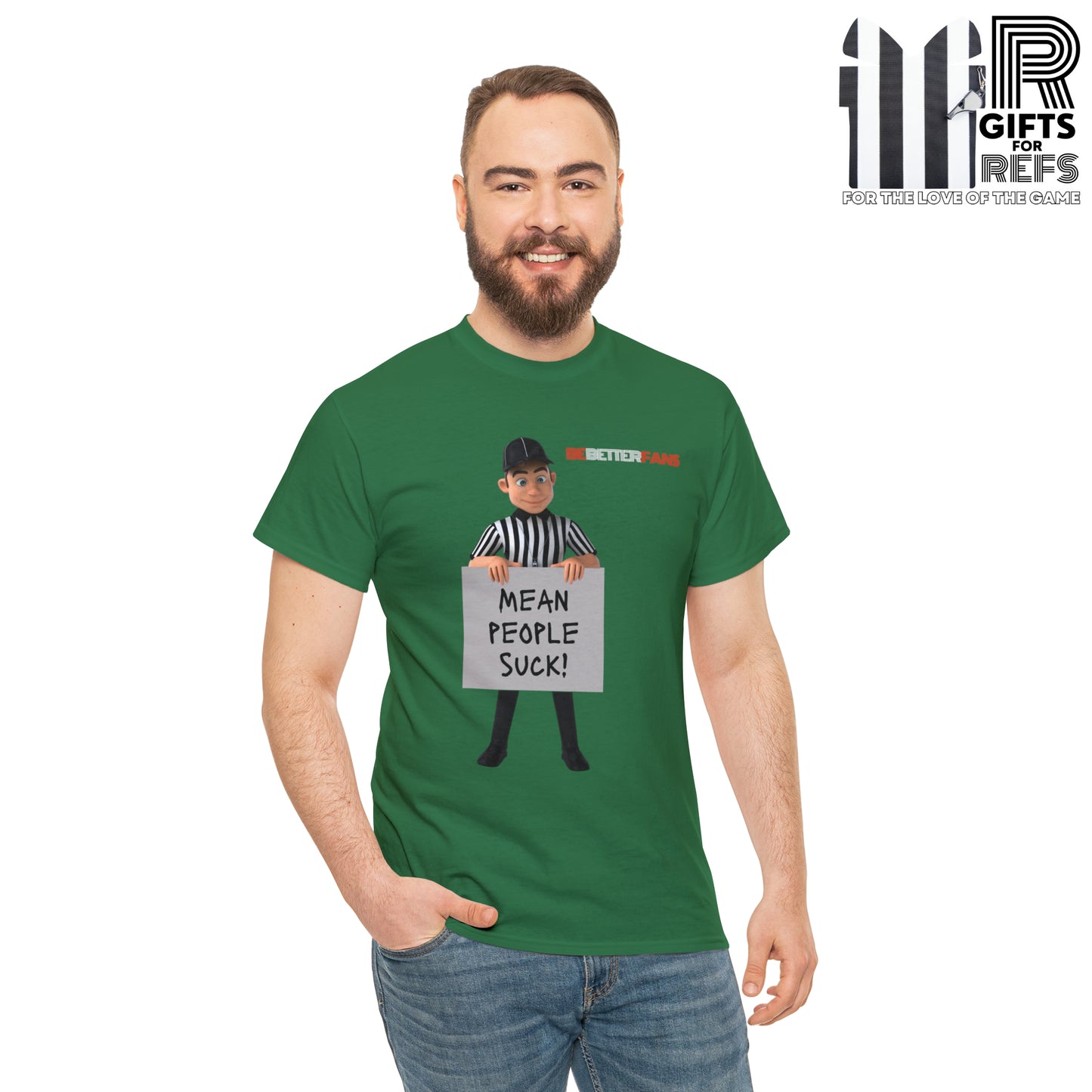 Mean People Suck Unisex Cotton Tee | Cartoon Ref Shirt | Gifts for Refs | For Sports Officials | Screen print t-shirt