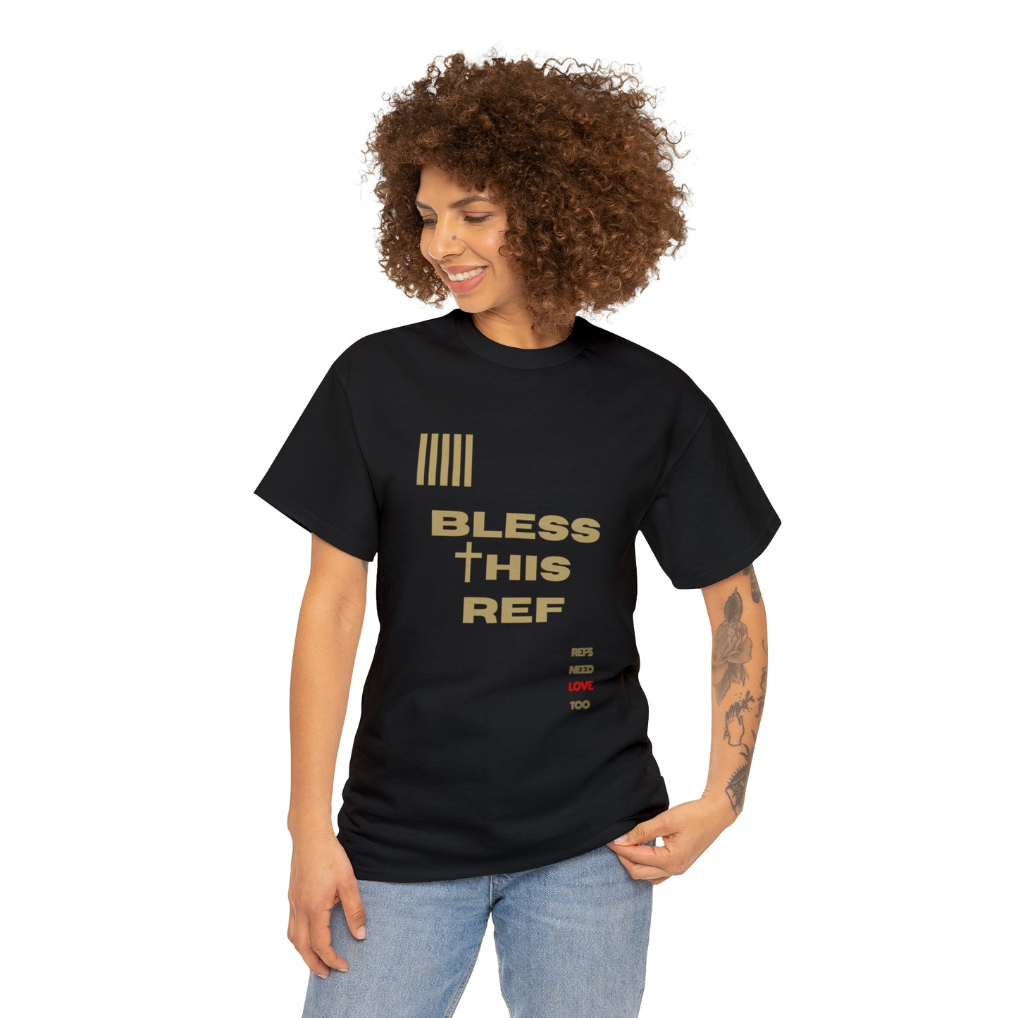 Bless This Ref Heavy Cotton Tee | Faith-filled Official | Gifts for Refs | Religious Referee | Screen print t-shirt | Referee Gifts