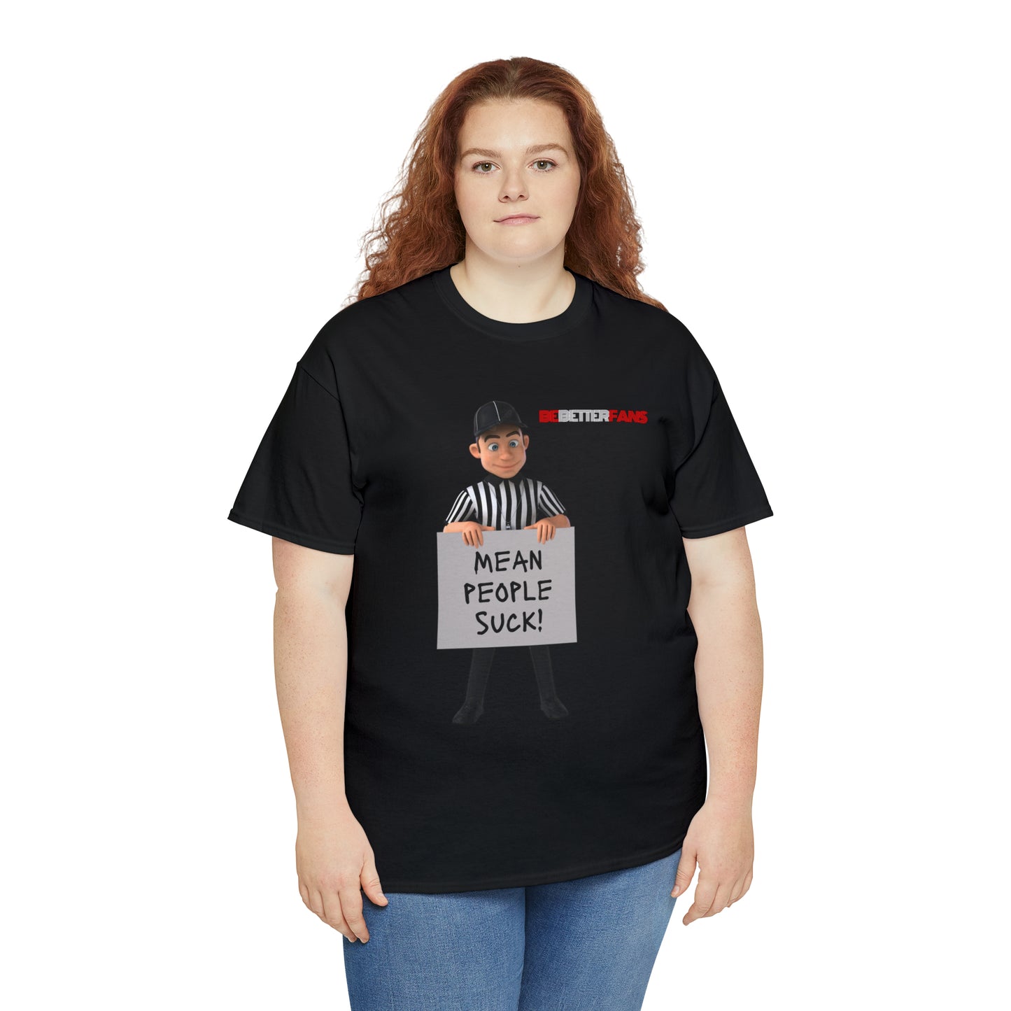Mean People Suck Unisex Cotton Tee | Cartoon Ref Shirt | Gifts for Refs | For Sports Officials | Screen print t-shirt