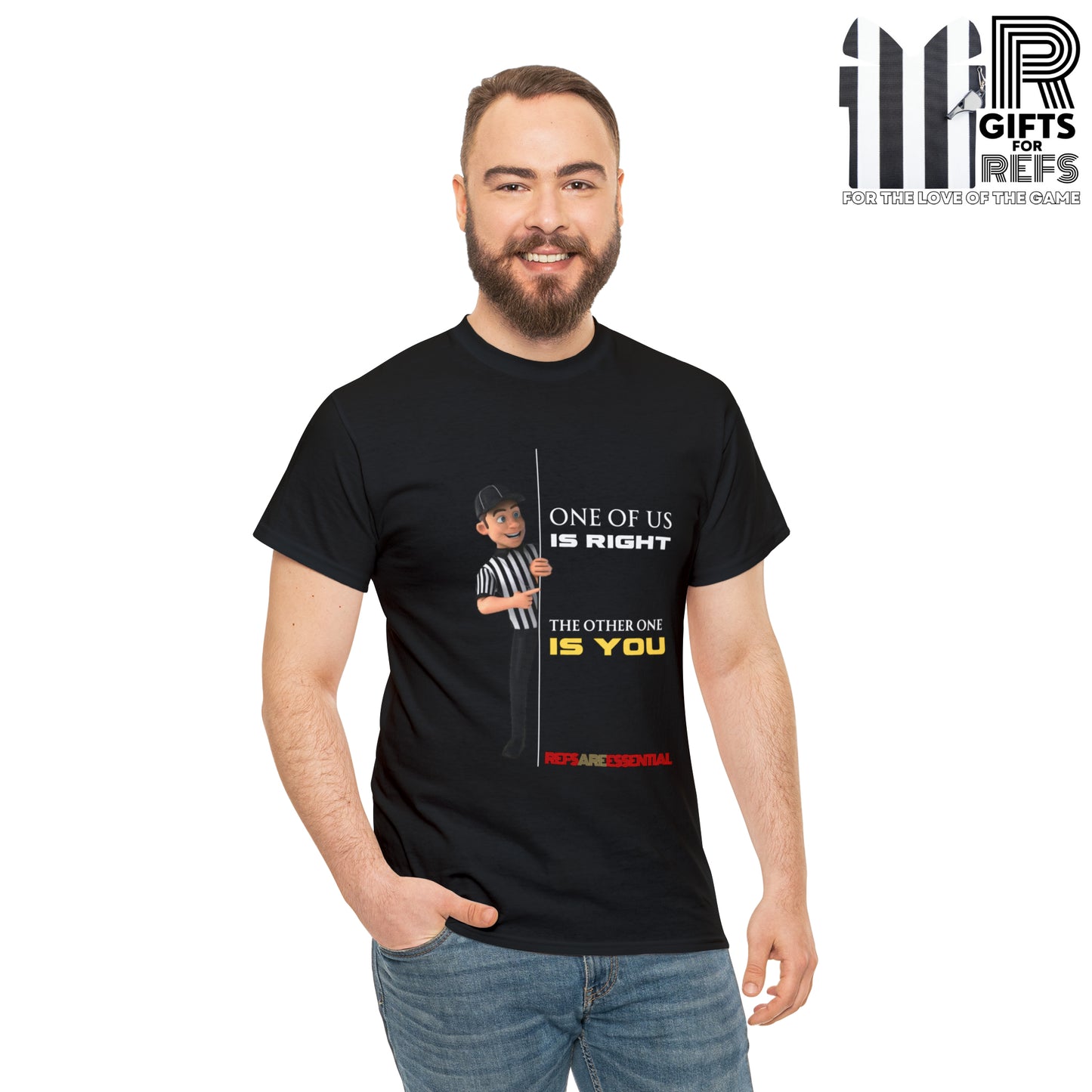 One of Us Is Right Cotton Tee | Gift for refs | Funny Referee shirt | For football officials | Ref cartoon | Screen print tee