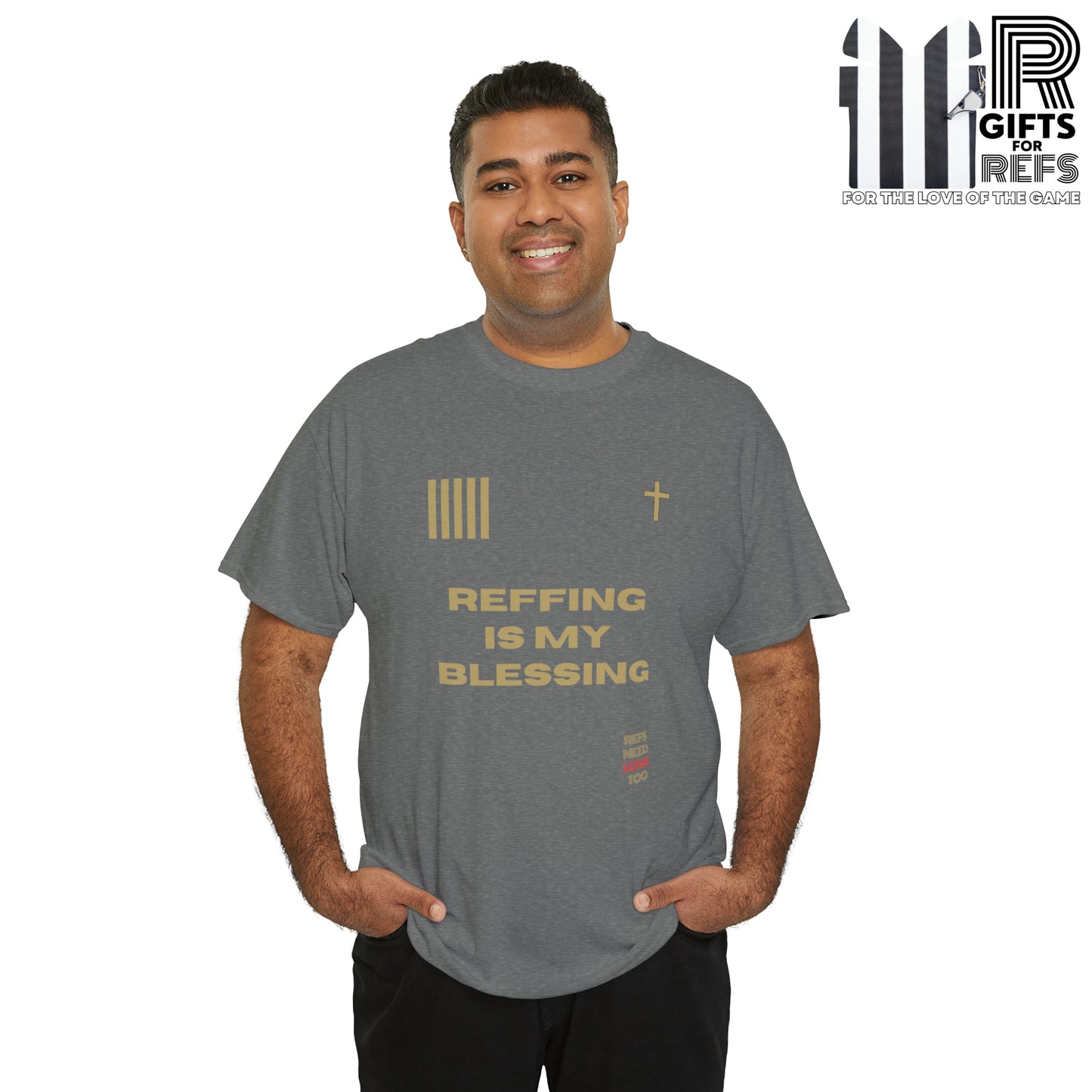 Reffing Is My Blessing Heavy Cotton Tee | Referee gifts | Screen print t-shirt | Christian Refs | For the love of officiating | Christmas gift for refs