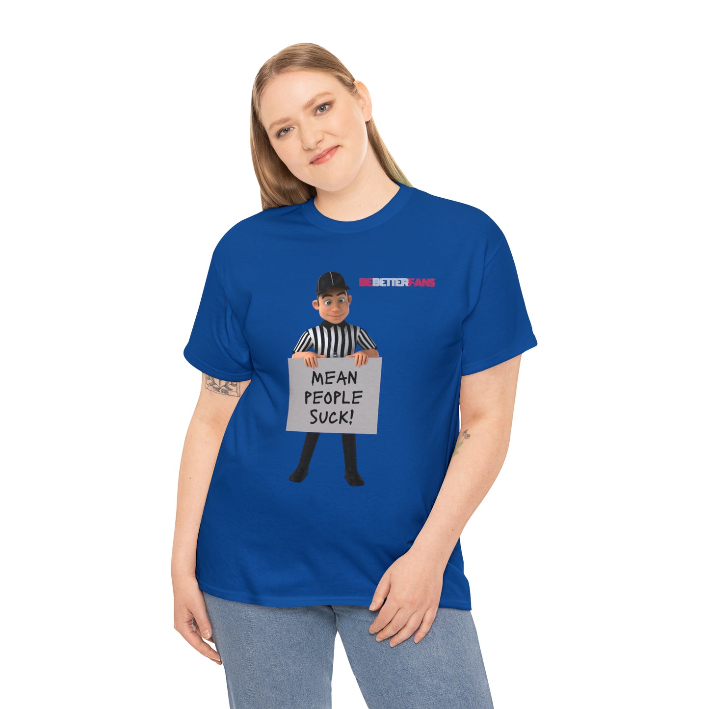 Mean People Suck Unisex Cotton Tee | Cartoon Ref Shirt | Gifts for Refs | For Sports Officials | Screen print t-shirt