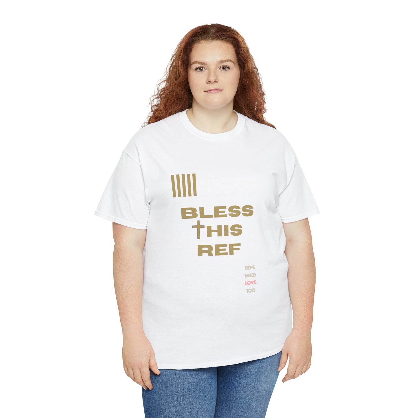 Bless This Ref Heavy Cotton Tee | Faith-filled Official | Gifts for Refs | Religious Referee | Screen print t-shirt | Referee Gifts