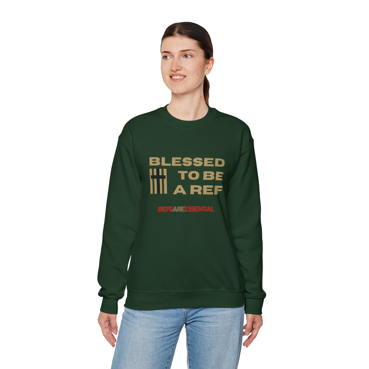 Blessed To Be A Ref Unisex Heavy Crewneck Sweatshirt | Great Gift For Referees | For Christian Sports Officials | Refs Are Essential Workers