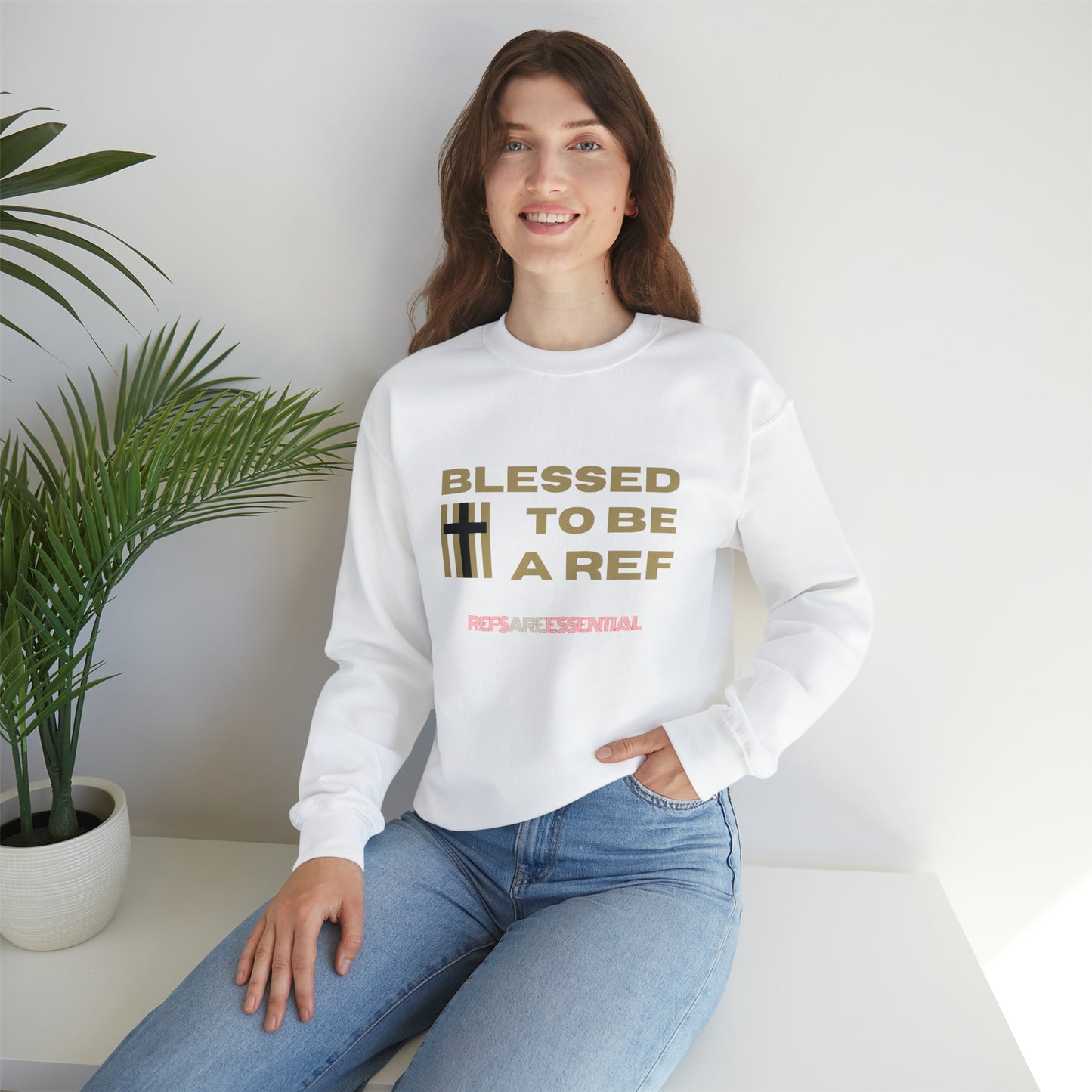 Blessed To Be A Ref Unisex Heavy Crewneck Sweatshirt | Great Gift For Referees | For Christian Sports Officials | Refs Are Essential Workers