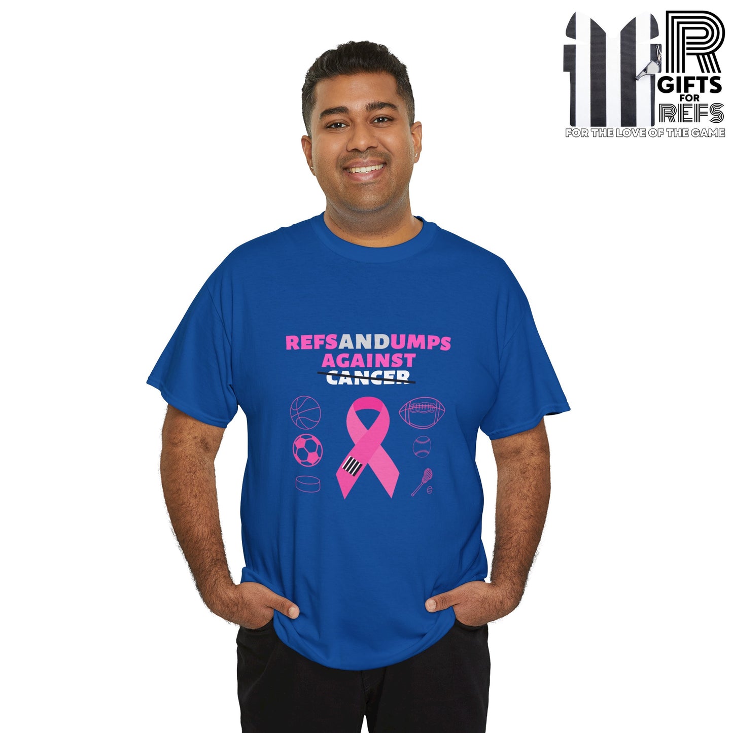 Refs and Umps Against cancer Unisex Cotton Tee | Breast Cancer Awareness shirt | For Referees | For Umpires | For Sports Officials