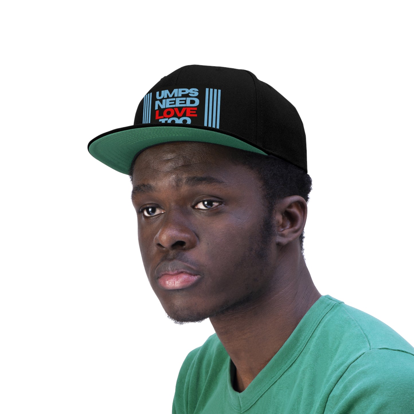 Umps Need Love Too Embroidered Unisex Flat Bill Hat | Perfect Gift for Umpires | For Ump friends and family | Acrylic and Wool | Minimalist Design
