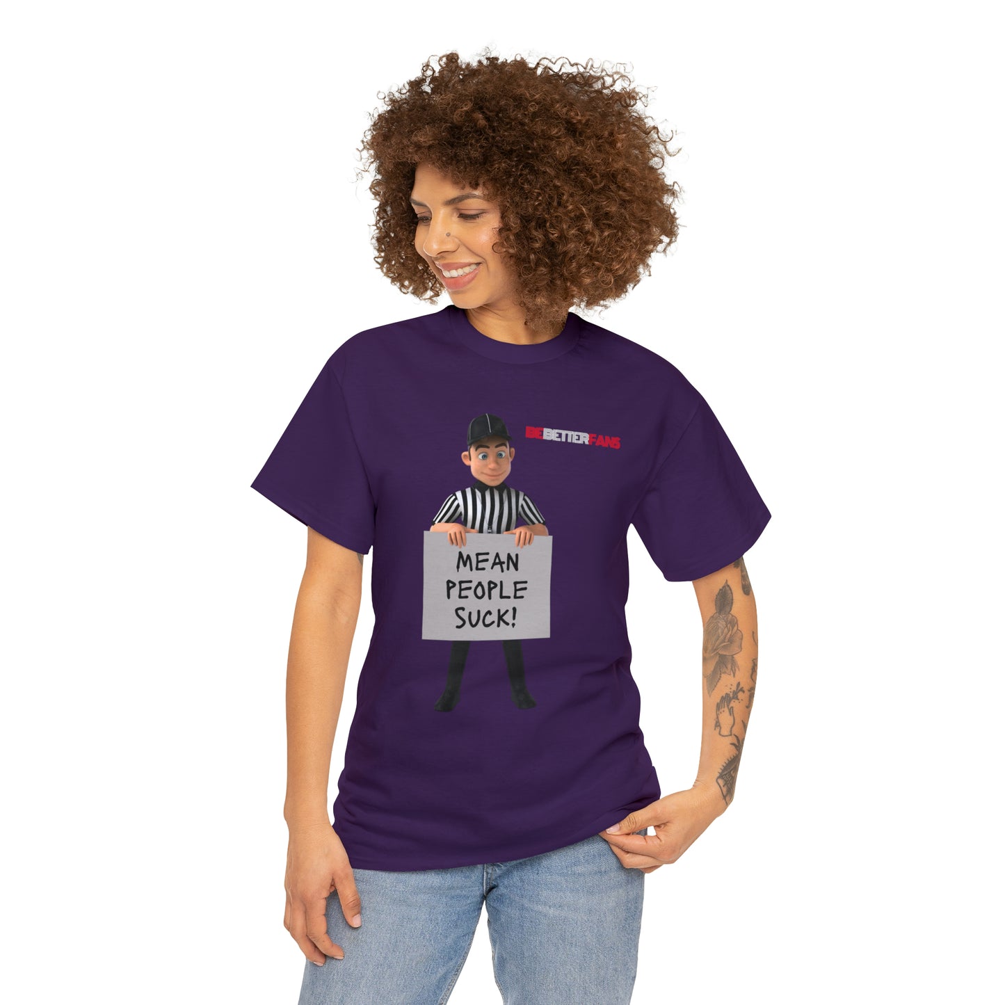 Mean People Suck Unisex Cotton Tee | Cartoon Ref Shirt | Gifts for Refs | For Sports Officials | Screen print t-shirt