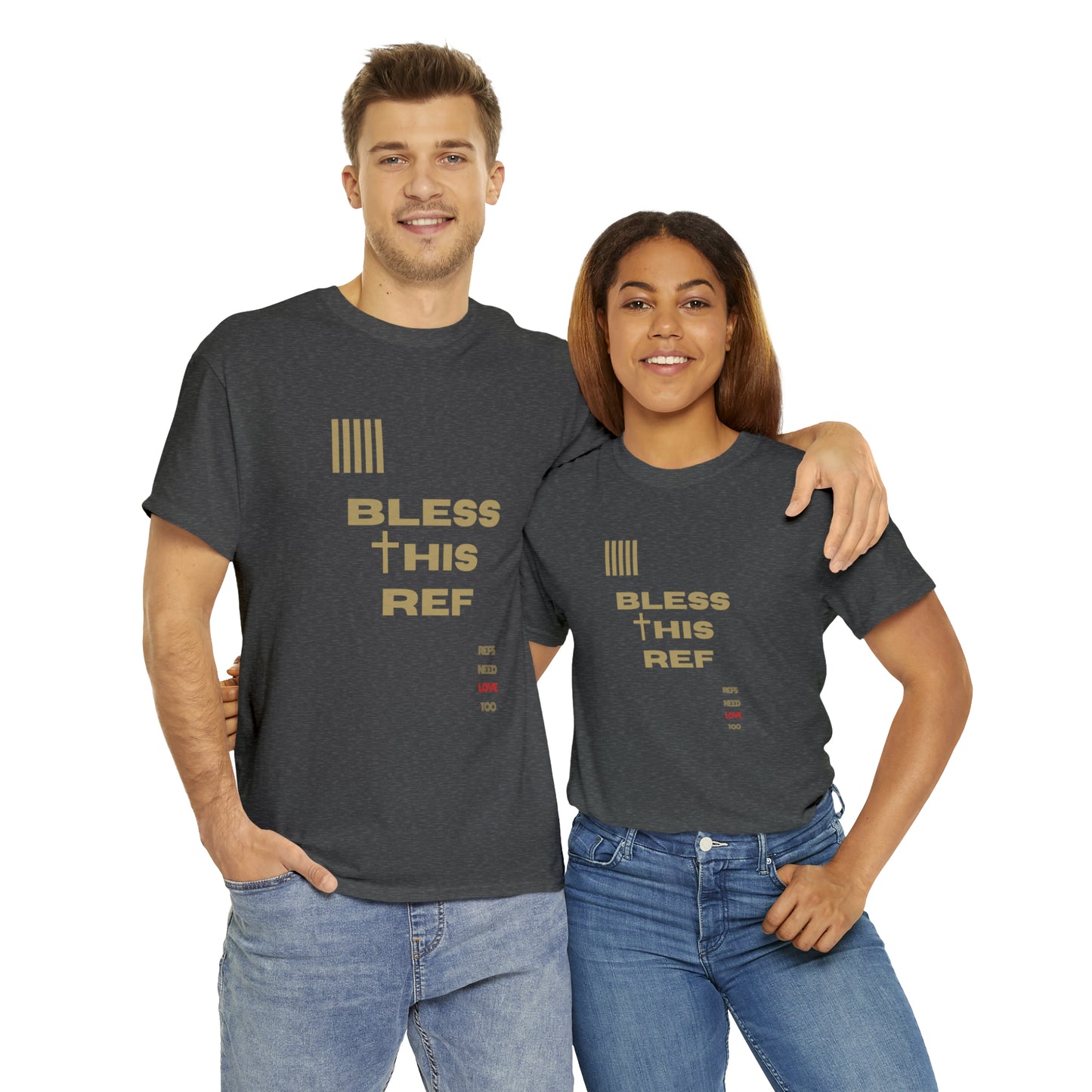 Bless This Ref Heavy Cotton Tee | Faith-filled Official | Gifts for Refs | Religious Referee | Screen print t-shirt | Referee Gifts