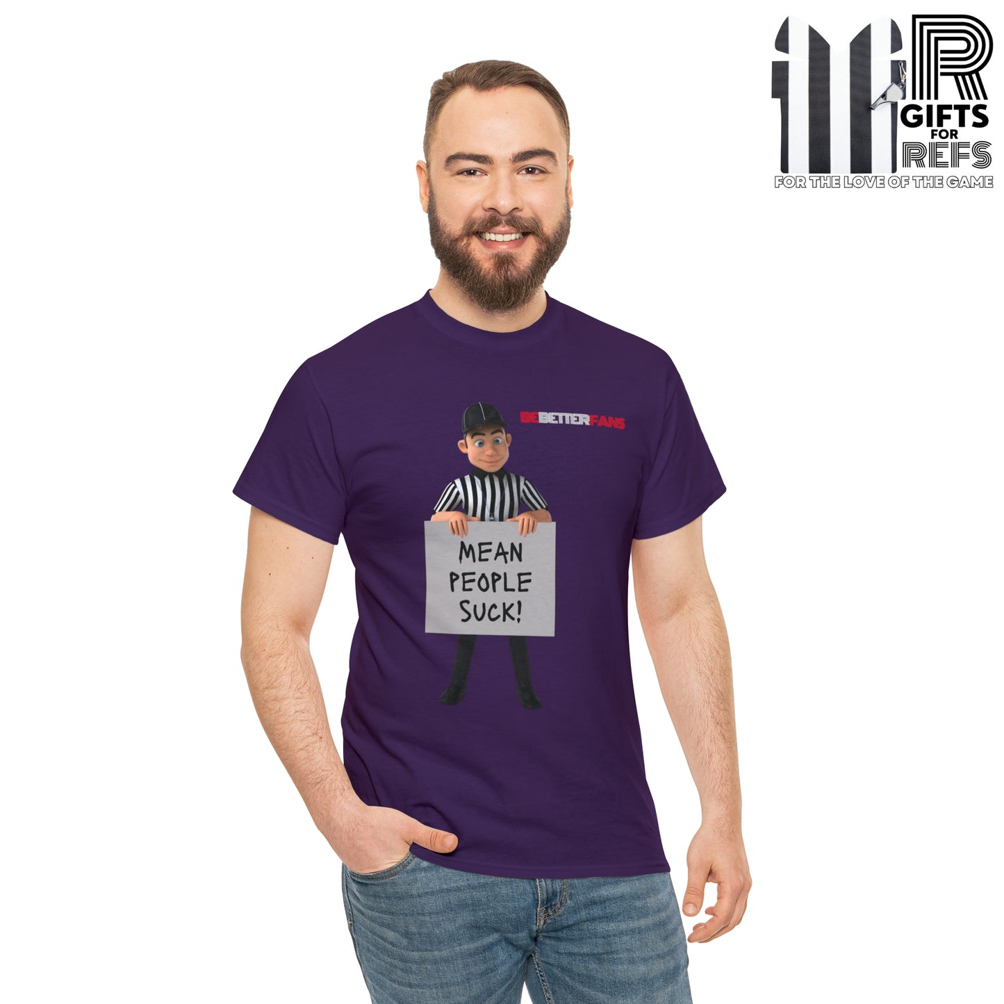 Mean People Suck Unisex Cotton Tee | Cartoon Ref Shirt | Gifts for Refs | For Sports Officials | Screen print t-shirt