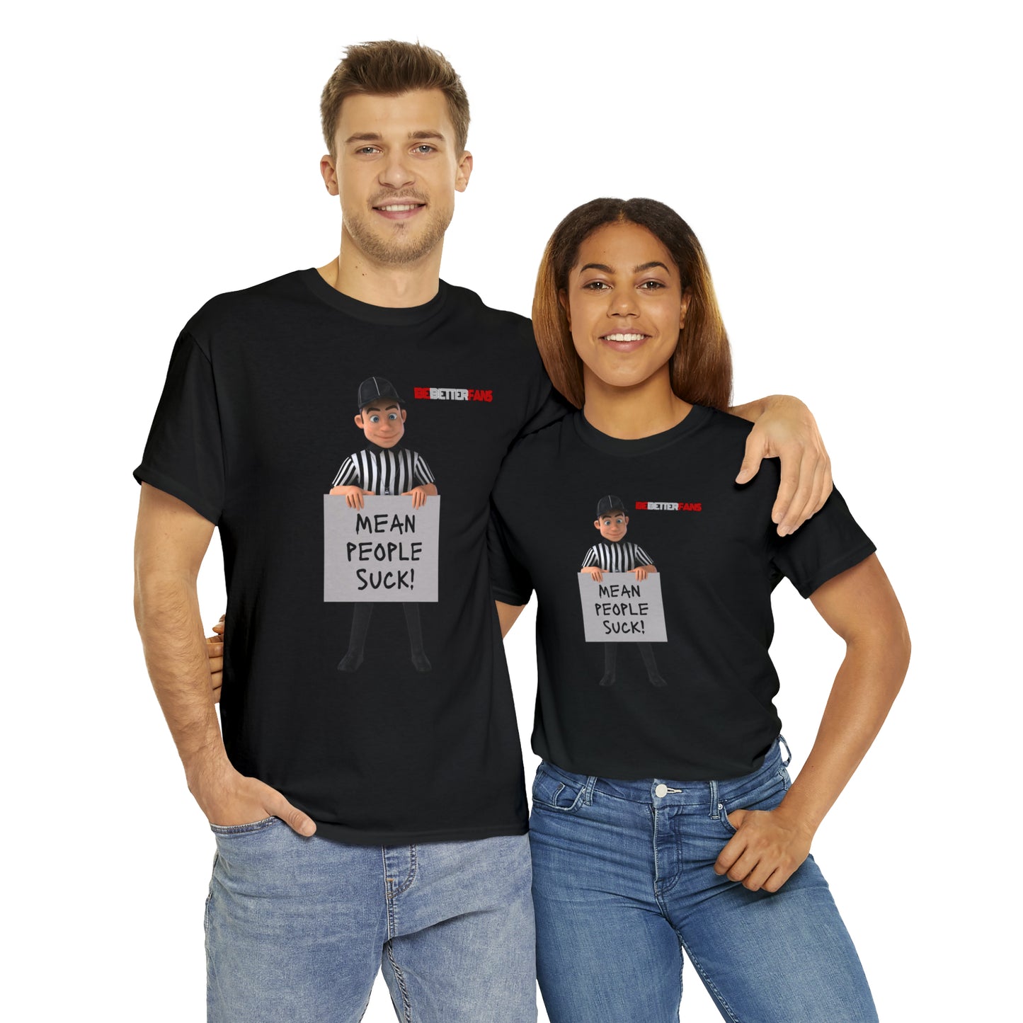 Mean People Suck Unisex Cotton Tee | Cartoon Ref Shirt | Gifts for Refs | For Sports Officials | Screen print t-shirt