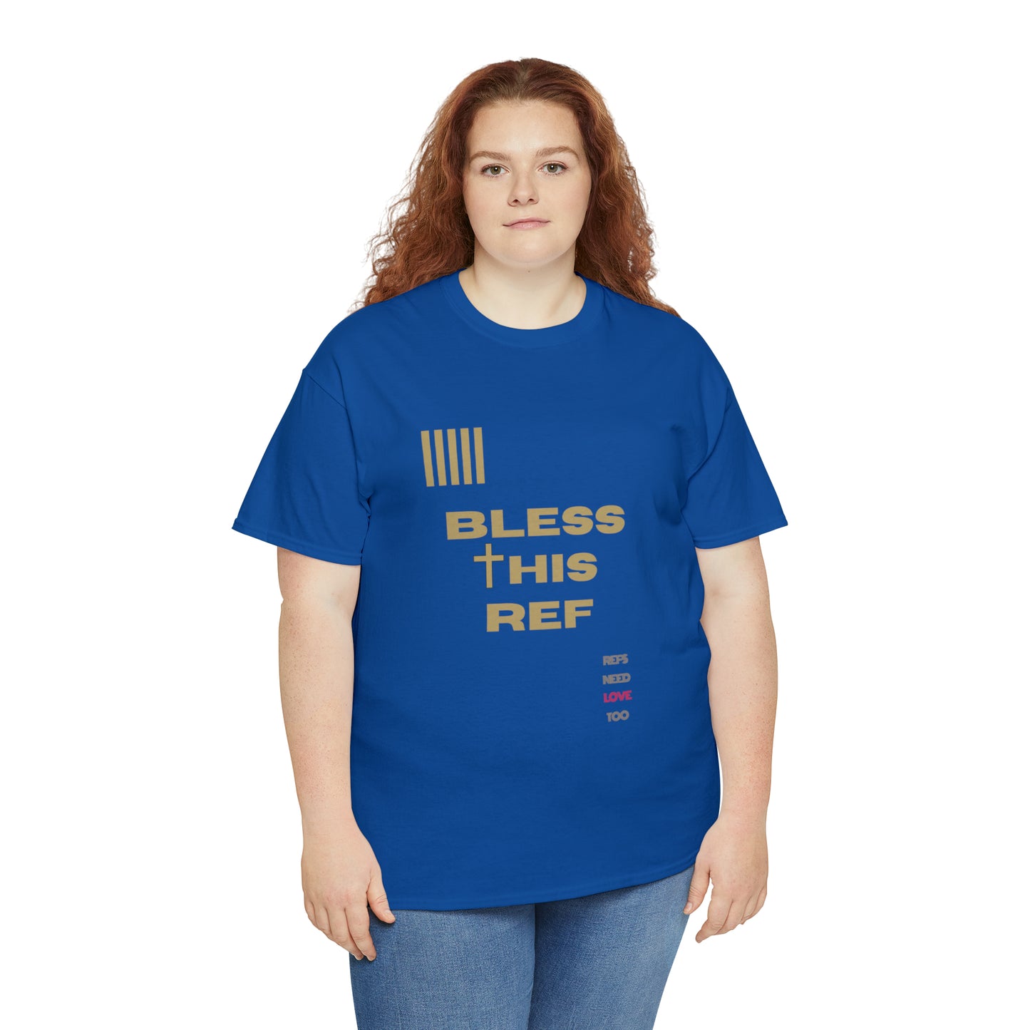 Bless This Ref Heavy Cotton Tee | Faith-filled Official | Gifts for Refs | Religious Referee | Screen print t-shirt | Referee Gifts