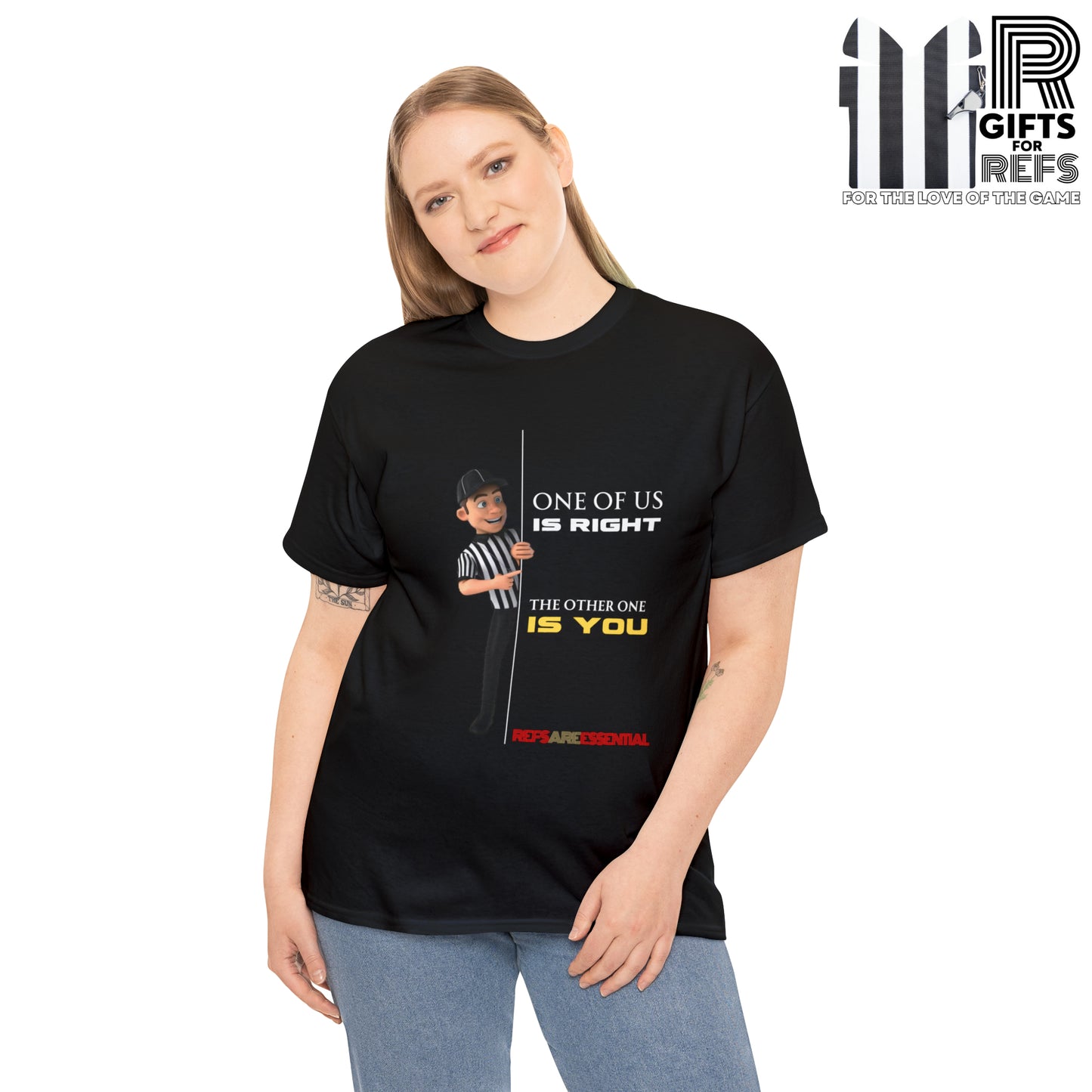 One of Us Is Right Cotton Tee | Gift for refs | Funny Referee shirt | For football officials | Ref cartoon | Screen print tee