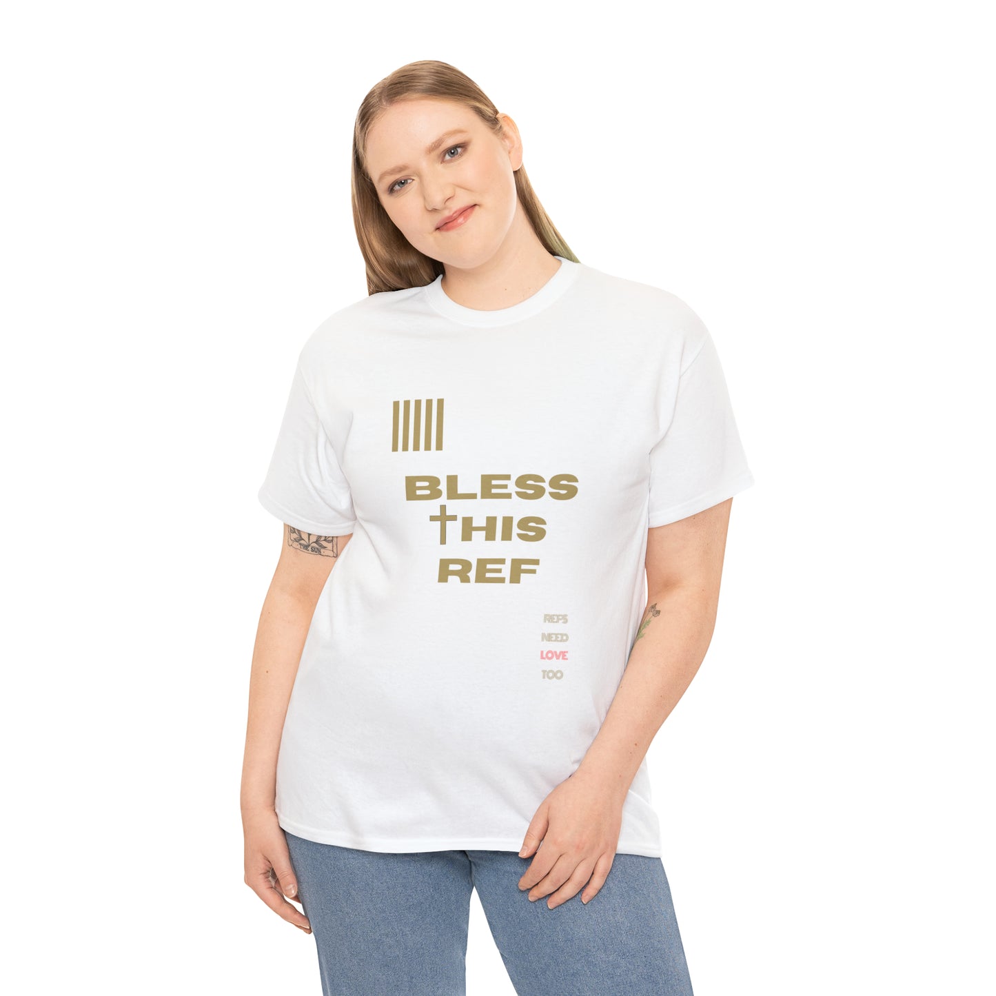 Bless This Ref Heavy Cotton Tee | Faith-filled Official | Gifts for Refs | Religious Referee | Screen print t-shirt | Referee Gifts