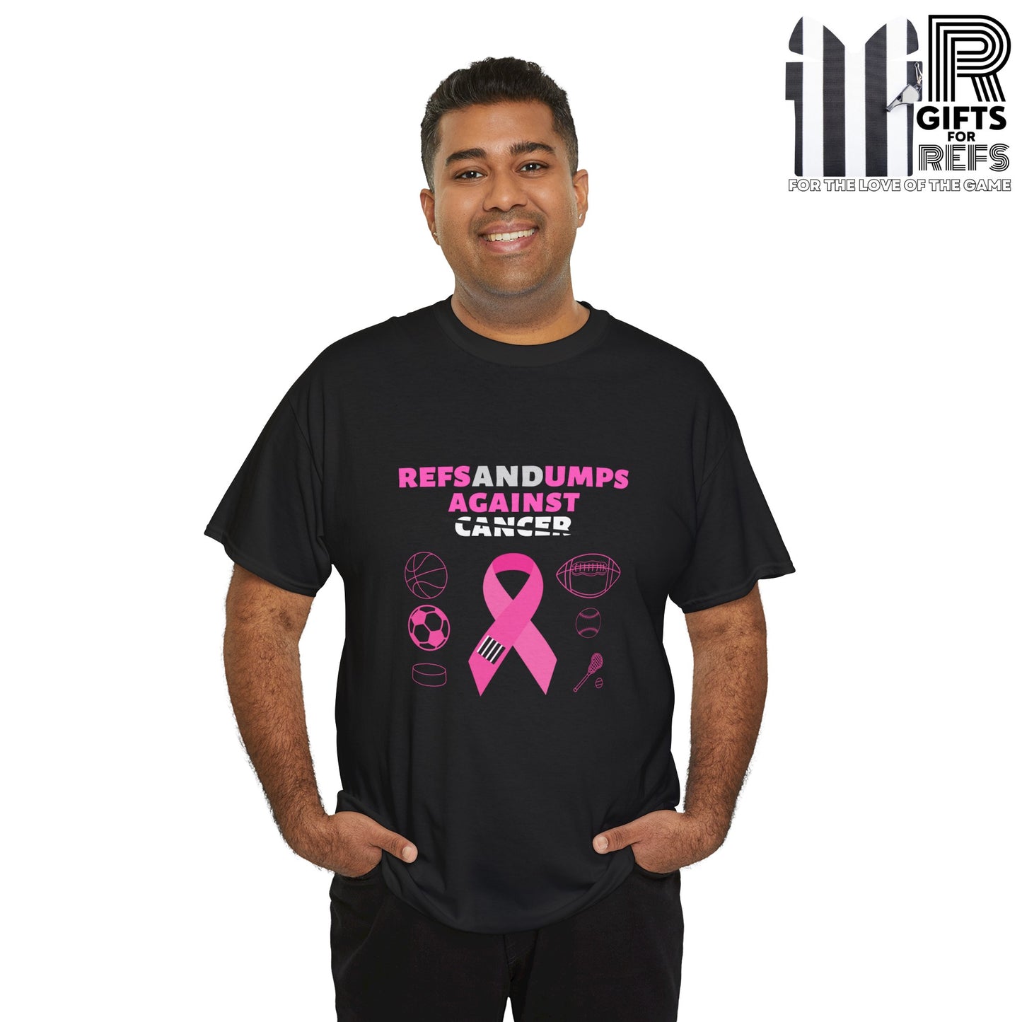 Refs and Umps Against cancer Unisex Cotton Tee | Breast Cancer Awareness shirt | For Referees | For Umpires | For Sports Officials