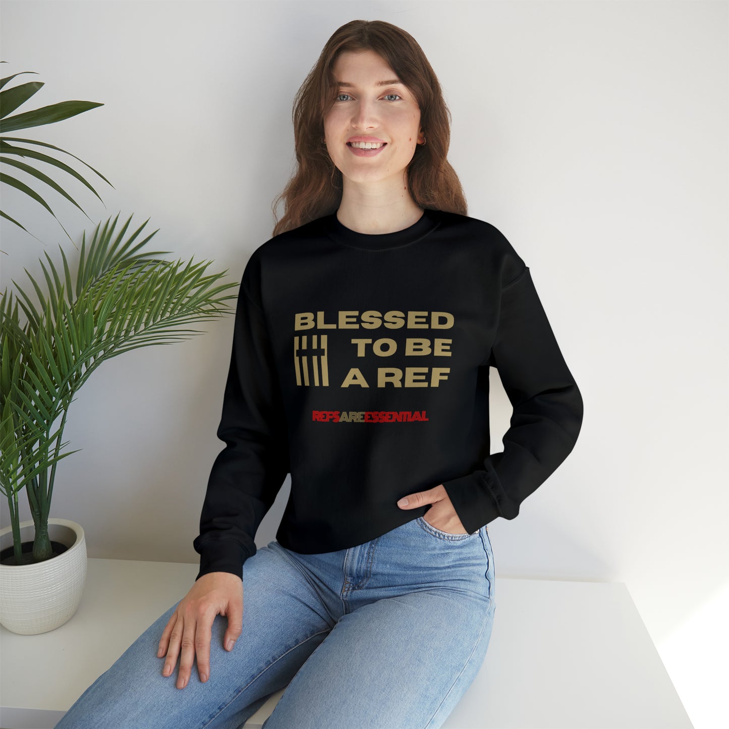 Blessed To Be A Ref Unisex Heavy Crewneck Sweatshirt | Great Gift For Referees | For Christian Sports Officials | Refs Are Essential Workers