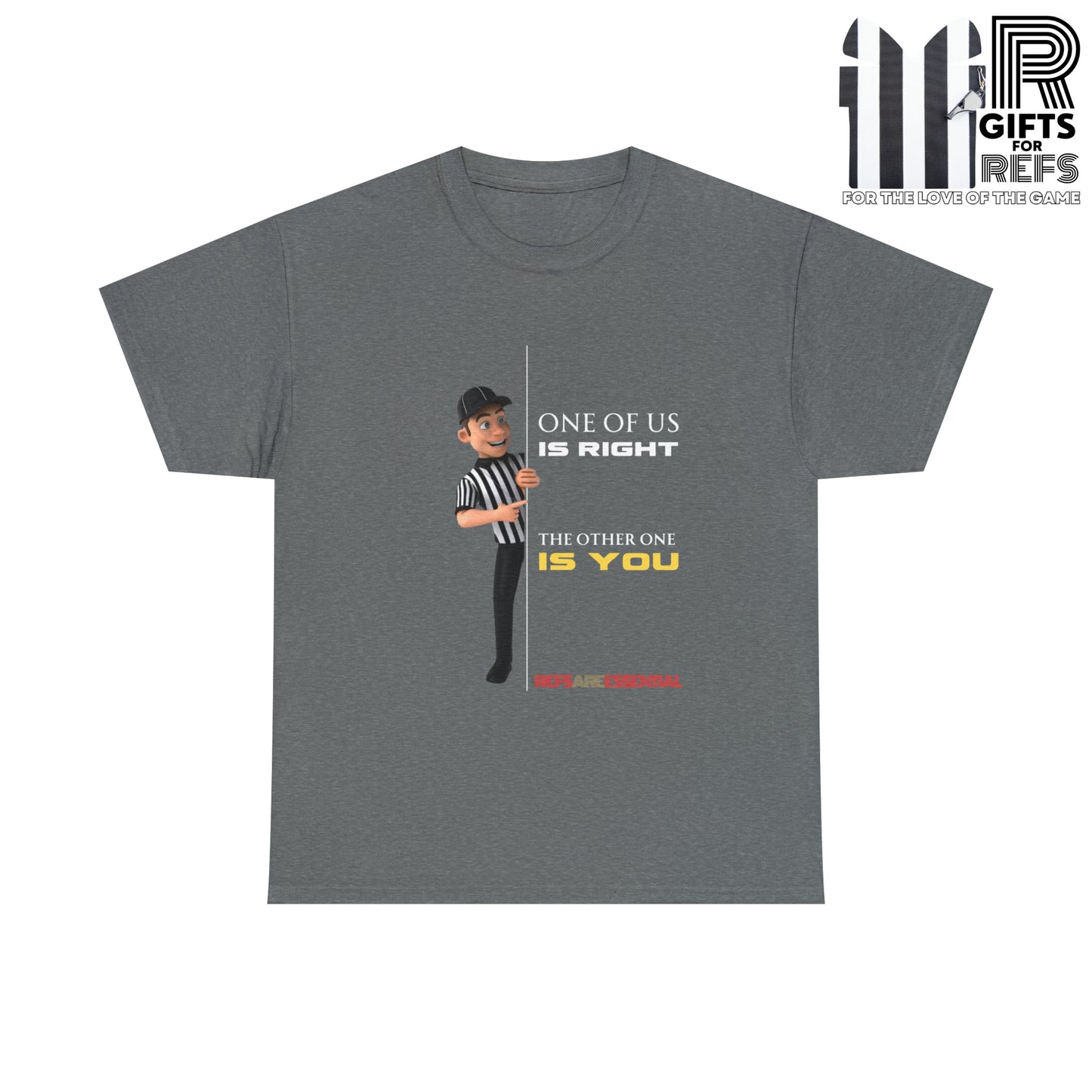 One of Us Is Right Cotton Tee | Gift for refs | Funny Referee shirt | For football officials | Ref cartoon | Screen print tee