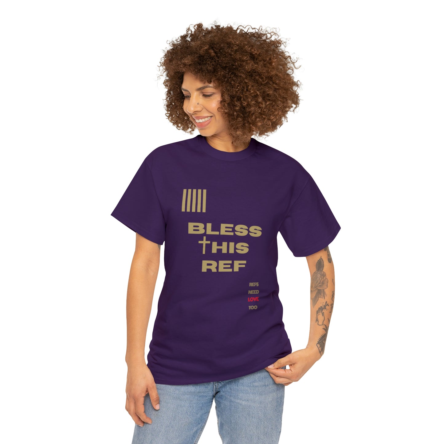 Bless This Ref Heavy Cotton Tee | Faith-filled Official | Gifts for Refs | Religious Referee | Screen print t-shirt | Referee Gifts