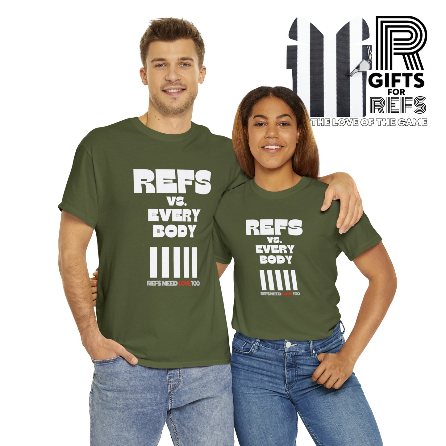 Refs Vs. Everybody Unisex Heavy Cotton Tee | Big Letters | Gifts for referees | For Sports Officials