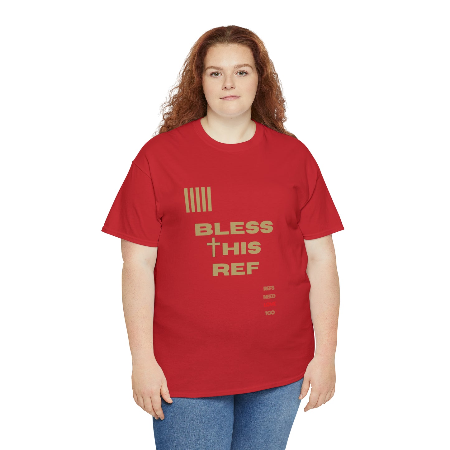 Bless This Ref Heavy Cotton Tee | Faith-filled Official | Gifts for Refs | Religious Referee | Screen print t-shirt | Referee Gifts