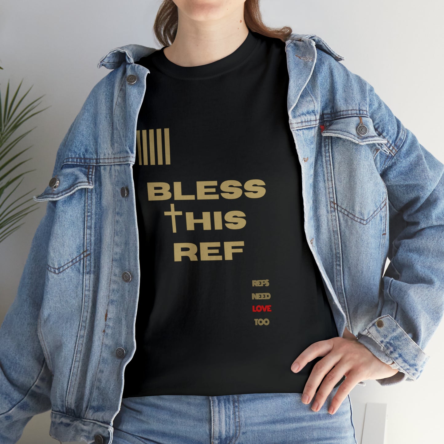 Bless This Ref Heavy Cotton Tee | Faith-filled Official | Gifts for Refs | Religious Referee | Screen print t-shirt | Referee Gifts