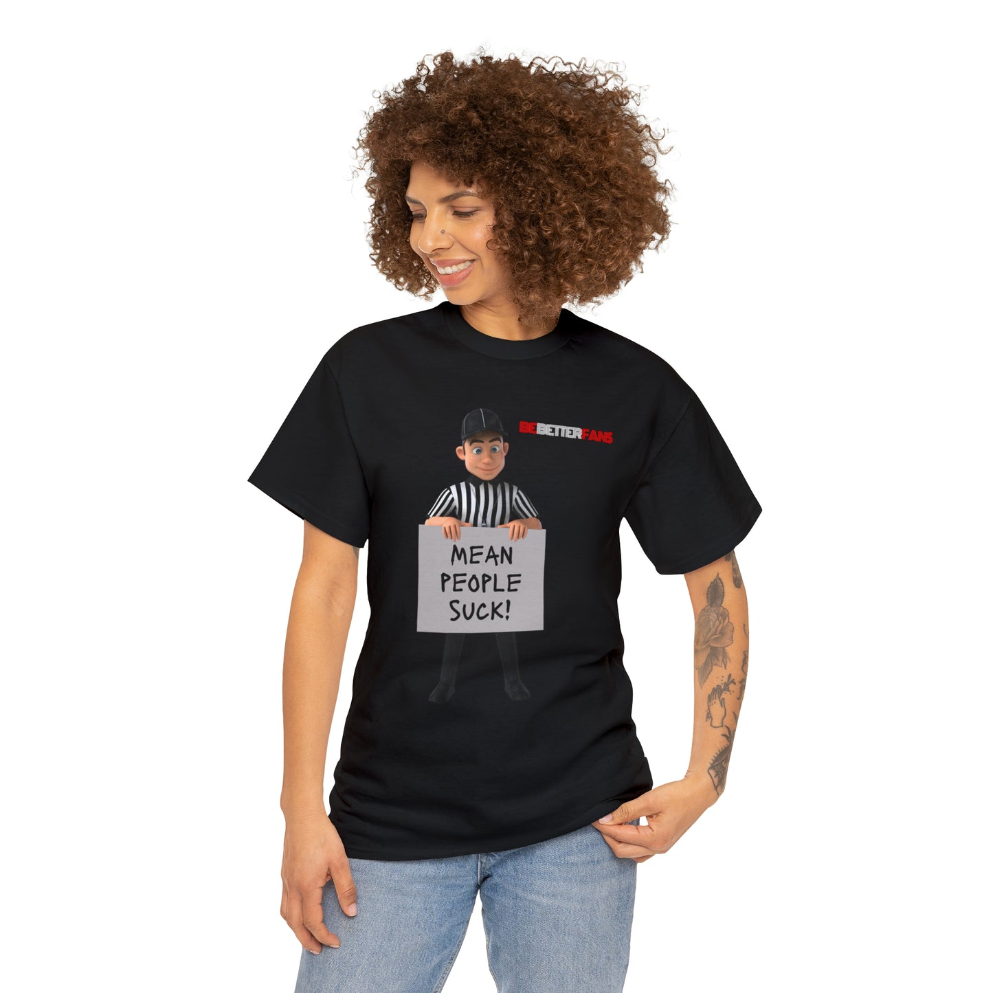 Mean People Suck Unisex Cotton Tee | Cartoon Ref Shirt | Gifts for Refs | For Sports Officials | Screen print t-shirt