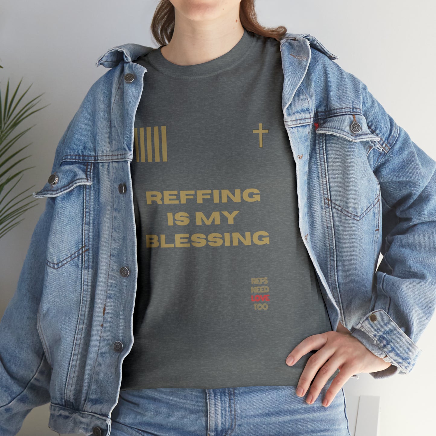 Reffing Is My Blessing Heavy Cotton Tee | Referee gifts | Screen print t-shirt | Christian Refs | For the love of officiating | Christmas gift for refs