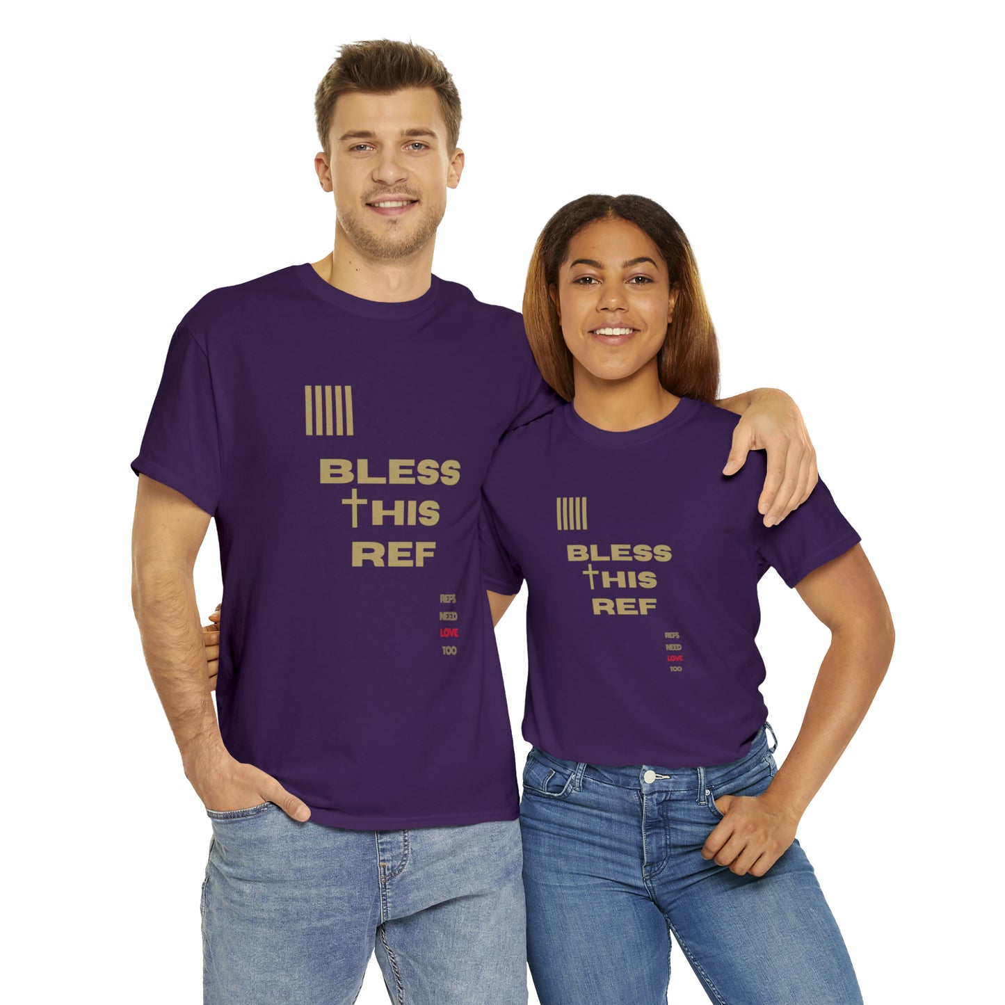 Bless This Ref Heavy Cotton Tee | Faith-filled Official | Gifts for Refs | Religious Referee | Screen print t-shirt | Referee Gifts