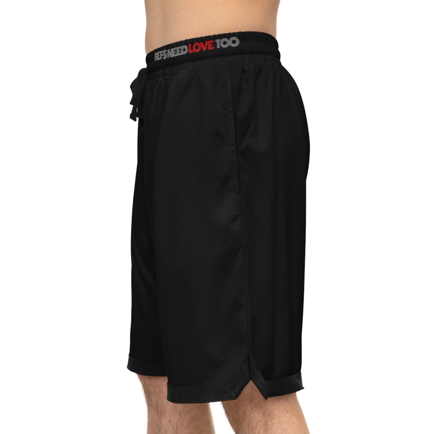 Refs Need Love Too Basketball Rib Shorts (Black Only) | With Pockets | For Rec Games | Refs Need Moisture Wicking shorts | For Sports officials | Gifts for Refs