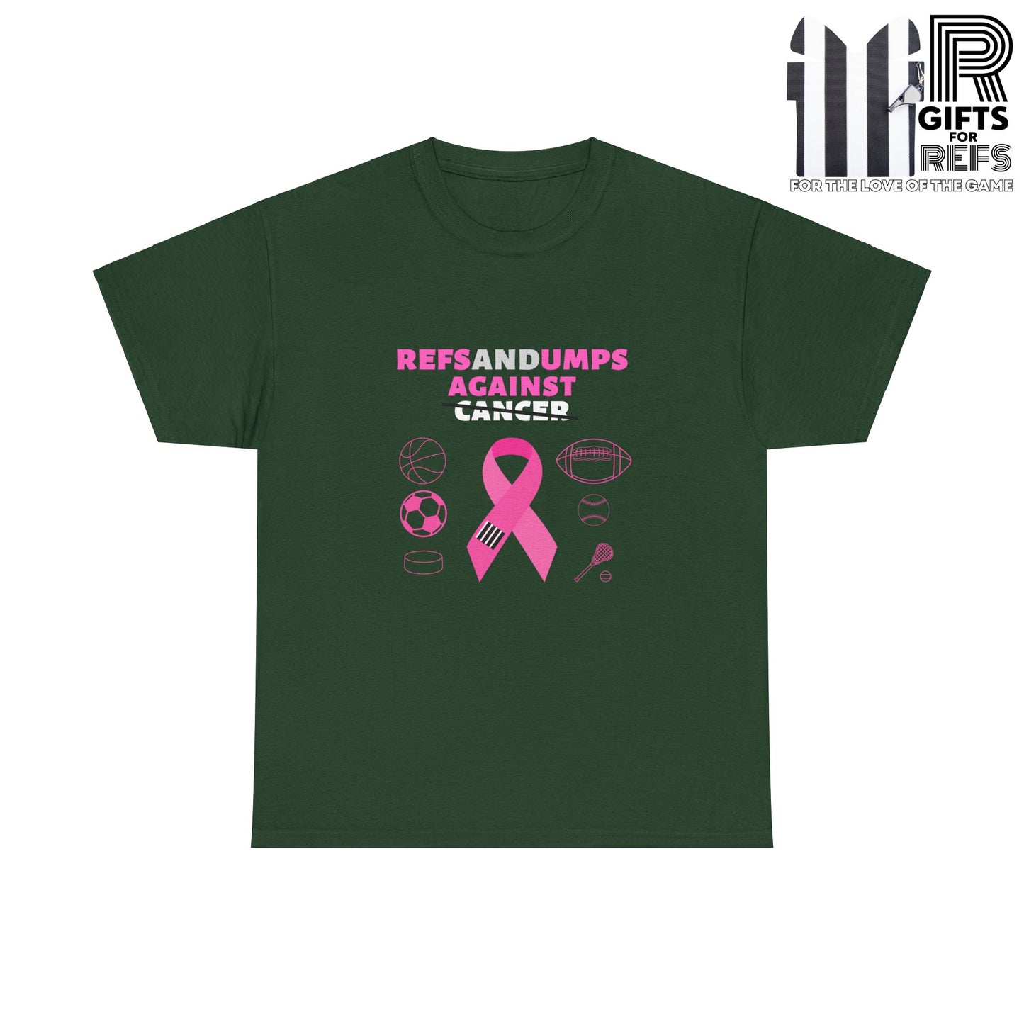 Refs and Umps Against cancer Unisex Cotton Tee | Breast Cancer Awareness shirt | For Referees | For Umpires | For Sports Officials