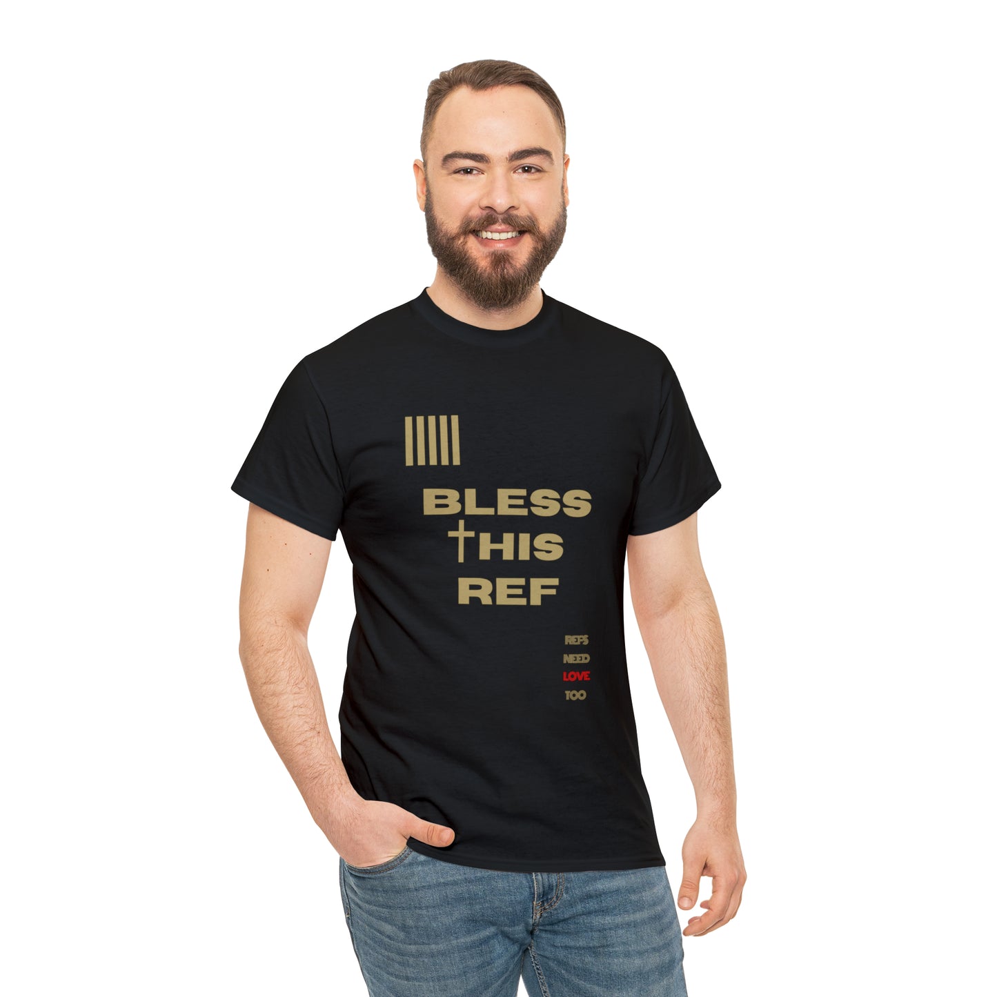 Bless This Ref Heavy Cotton Tee | Faith-filled Official | Gifts for Refs | Religious Referee | Screen print t-shirt | Referee Gifts