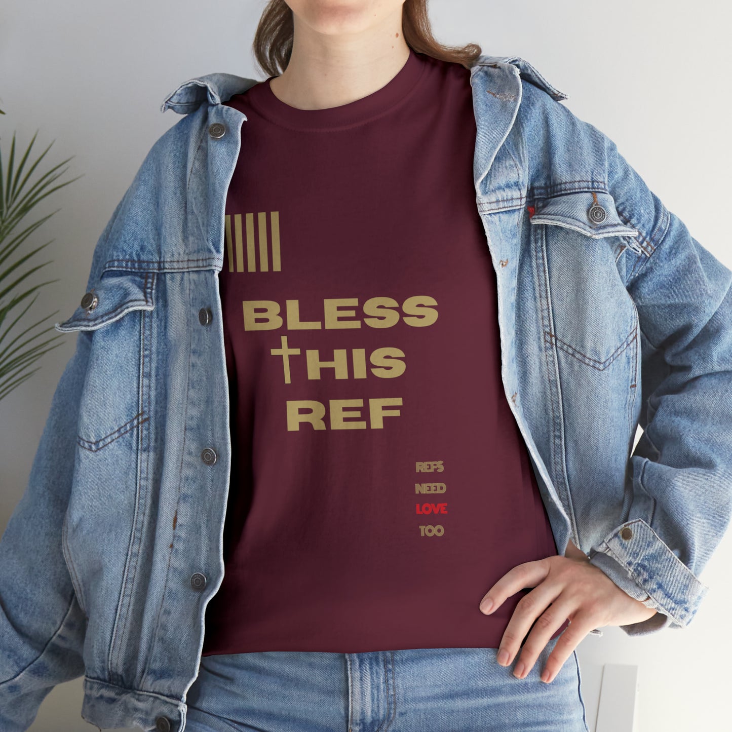 Bless This Ref Heavy Cotton Tee | Faith-filled Official | Gifts for Refs | Religious Referee | Screen print t-shirt | Referee Gifts