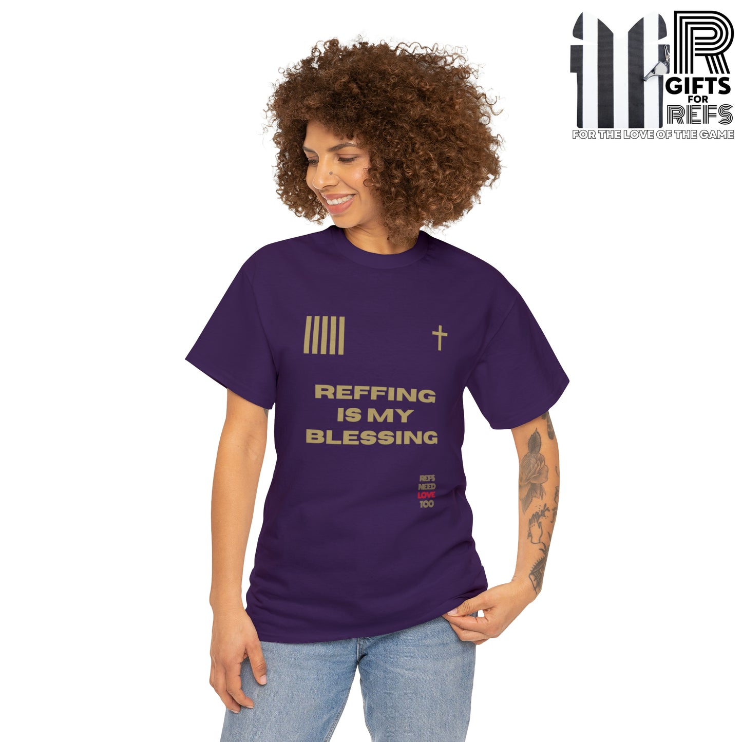 Reffing Is My Blessing Heavy Cotton Tee | Referee gifts | Screen print t-shirt | Christian Refs | For the love of officiating | Christmas gift for refs