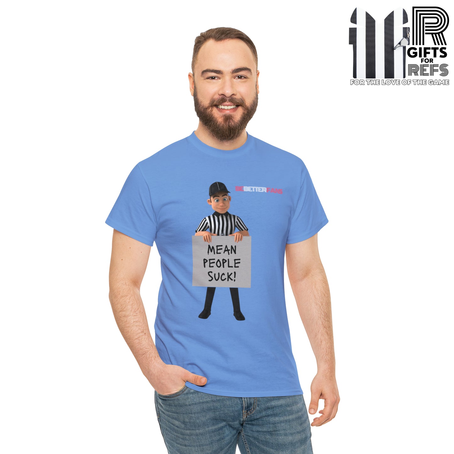 Mean People Suck Unisex Cotton Tee | Cartoon Ref Shirt | Gifts for Refs | For Sports Officials | Screen print t-shirt