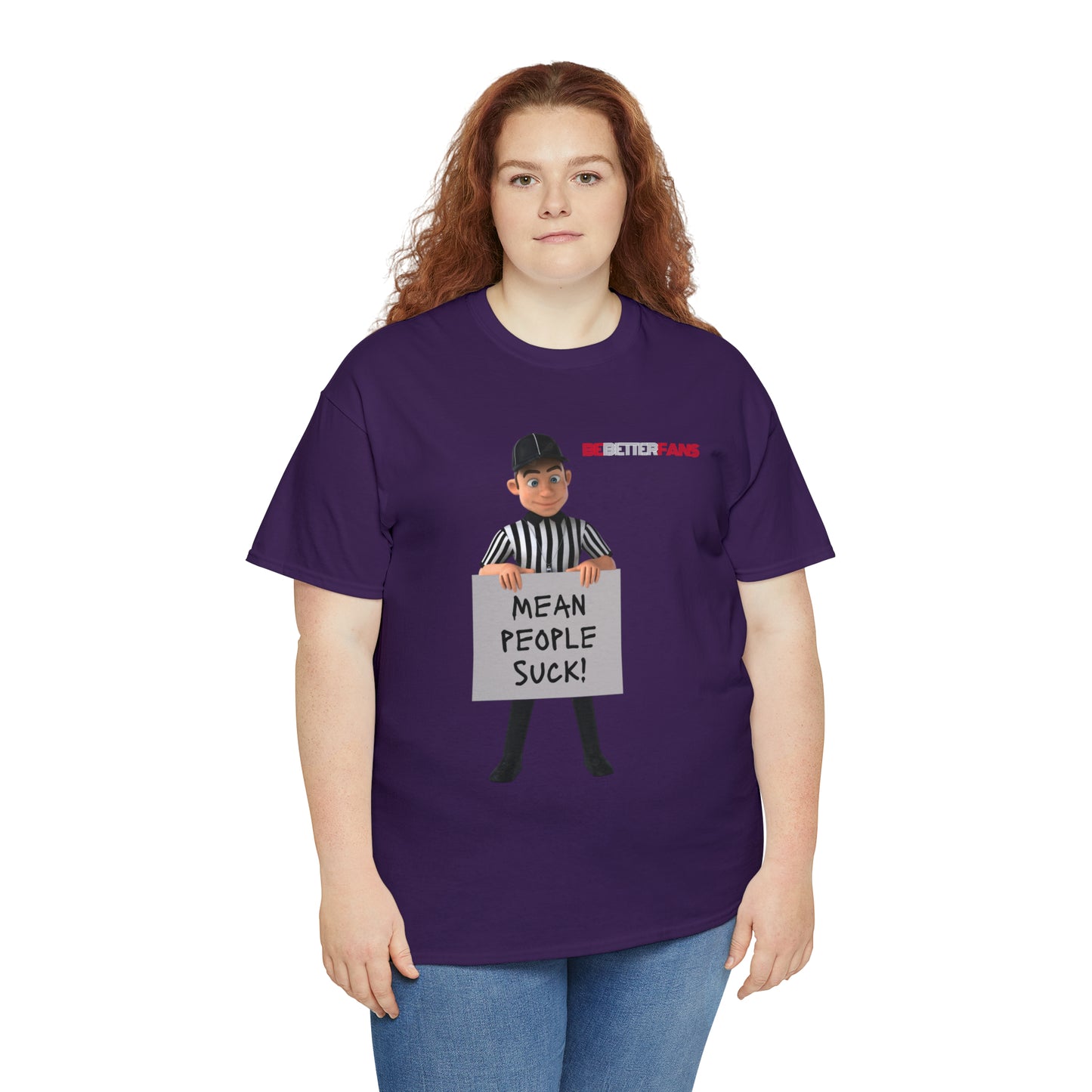 Mean People Suck Unisex Cotton Tee | Cartoon Ref Shirt | Gifts for Refs | For Sports Officials | Screen print t-shirt