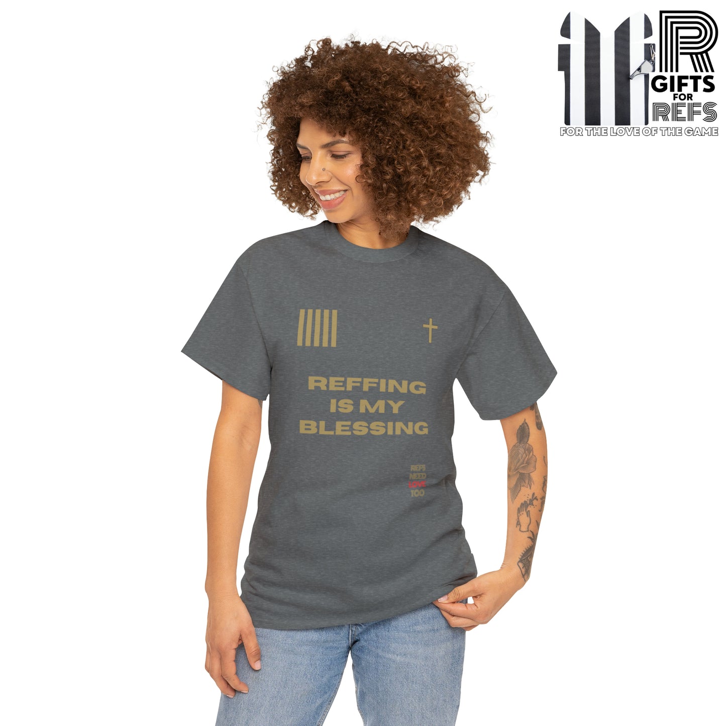 Reffing Is My Blessing Heavy Cotton Tee | Referee gifts | Screen print t-shirt | Christian Refs | For the love of officiating | Christmas gift for refs