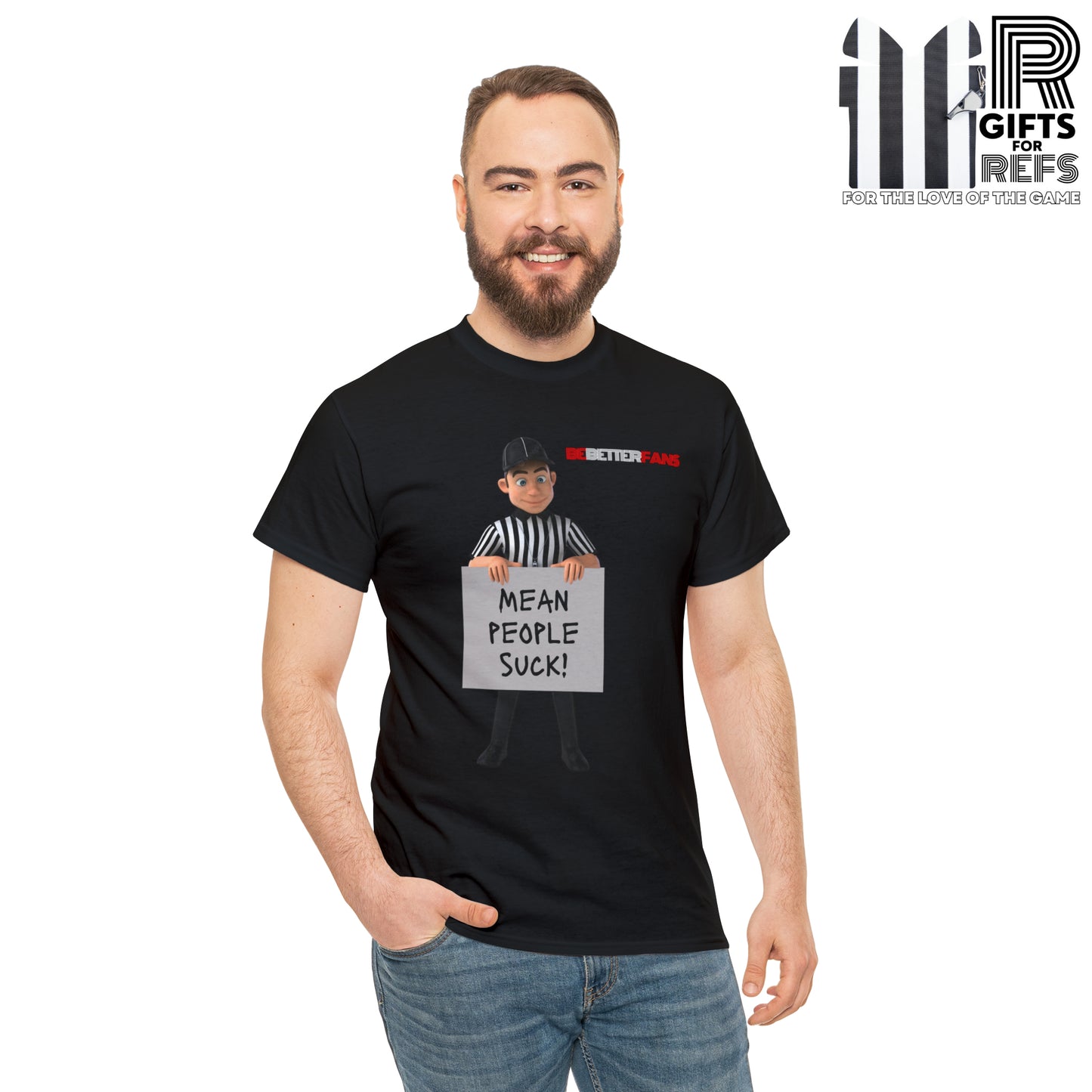 Mean People Suck Unisex Cotton Tee | Cartoon Ref Shirt | Gifts for Refs | For Sports Officials | Screen print t-shirt