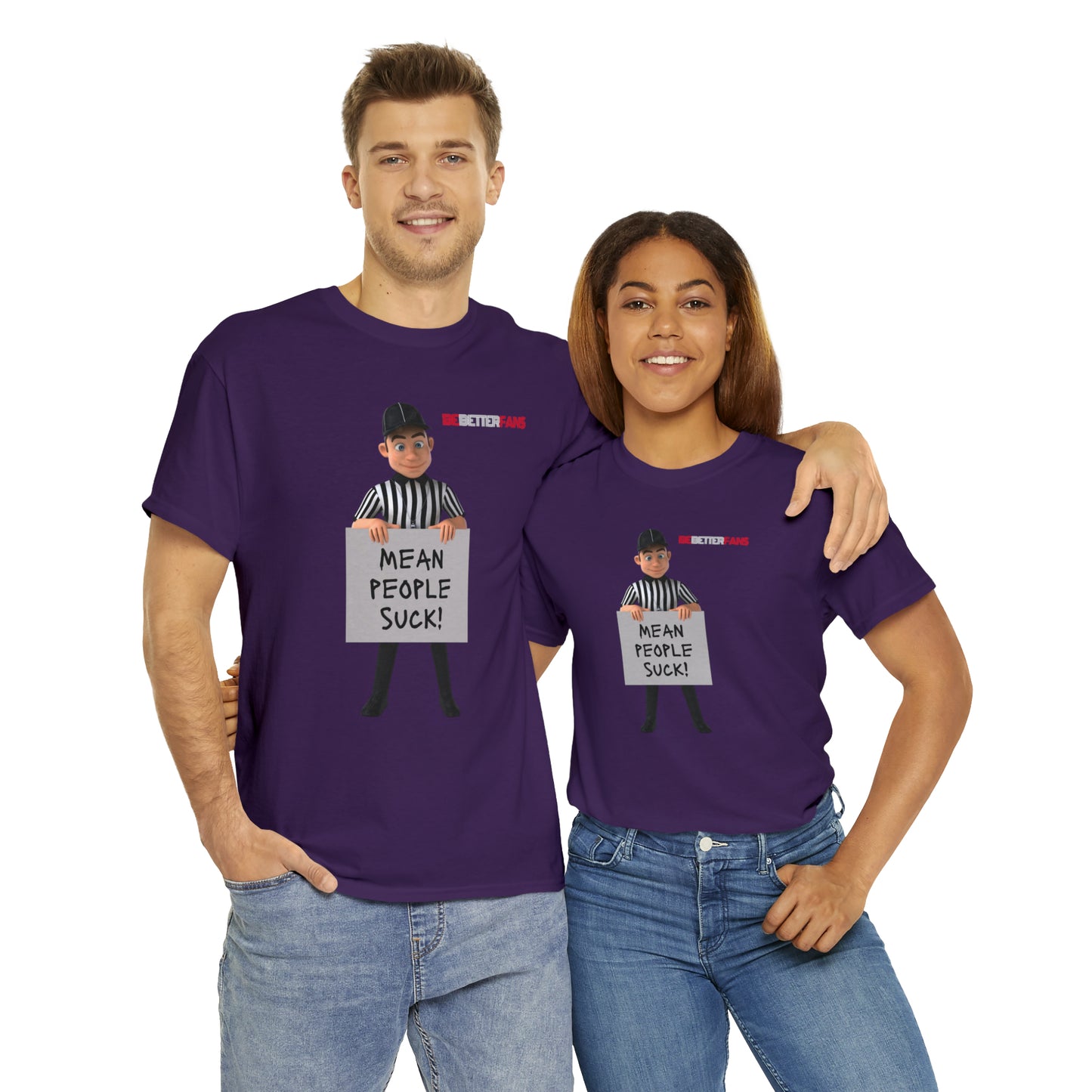 Mean People Suck Unisex Cotton Tee | Cartoon Ref Shirt | Gifts for Refs | For Sports Officials | Screen print t-shirt