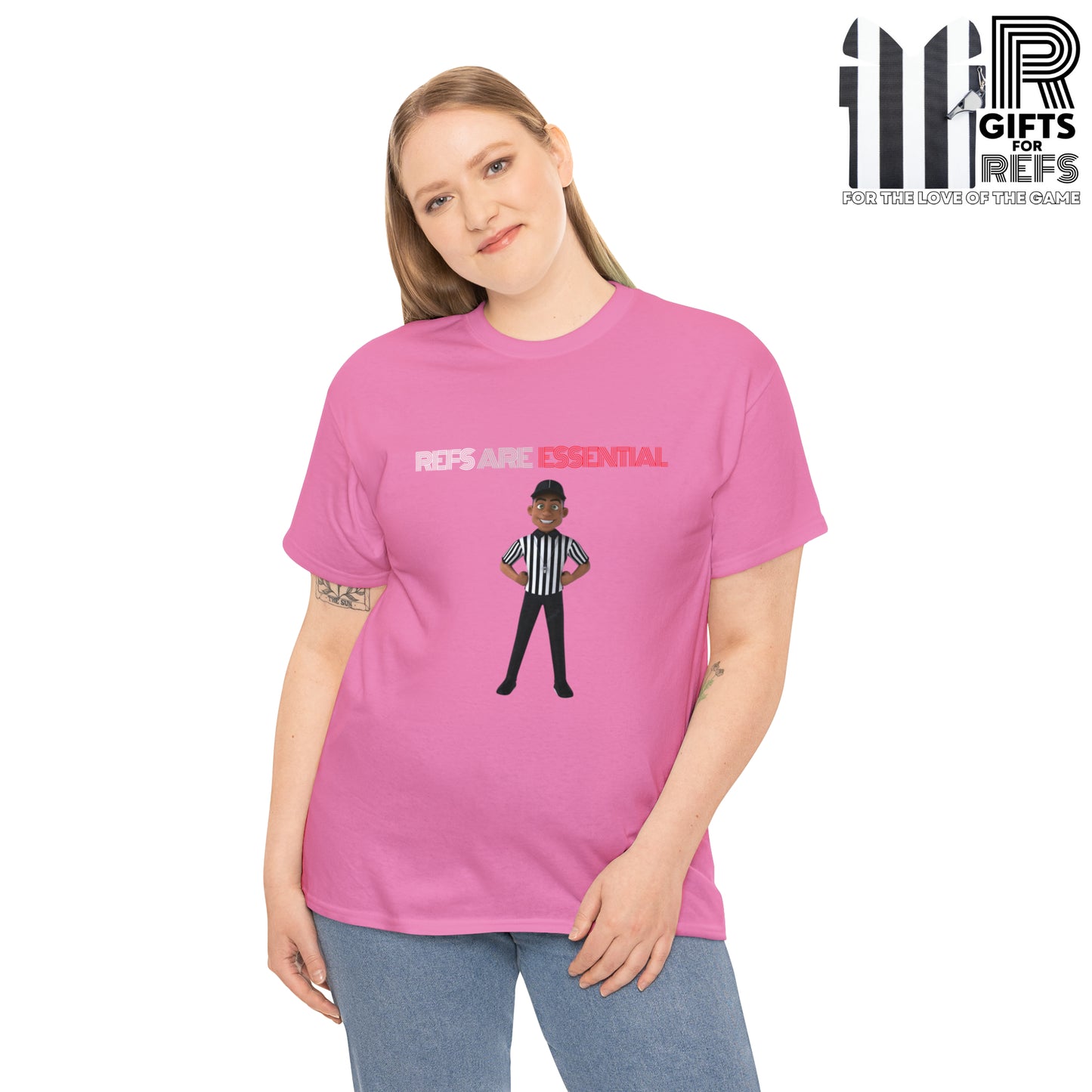 Refs are Essential Unisex Cotton Tee | Referee gift | Gift for refs | Cartoon Ref | For referee supporters | For sports officials | Screen print tee