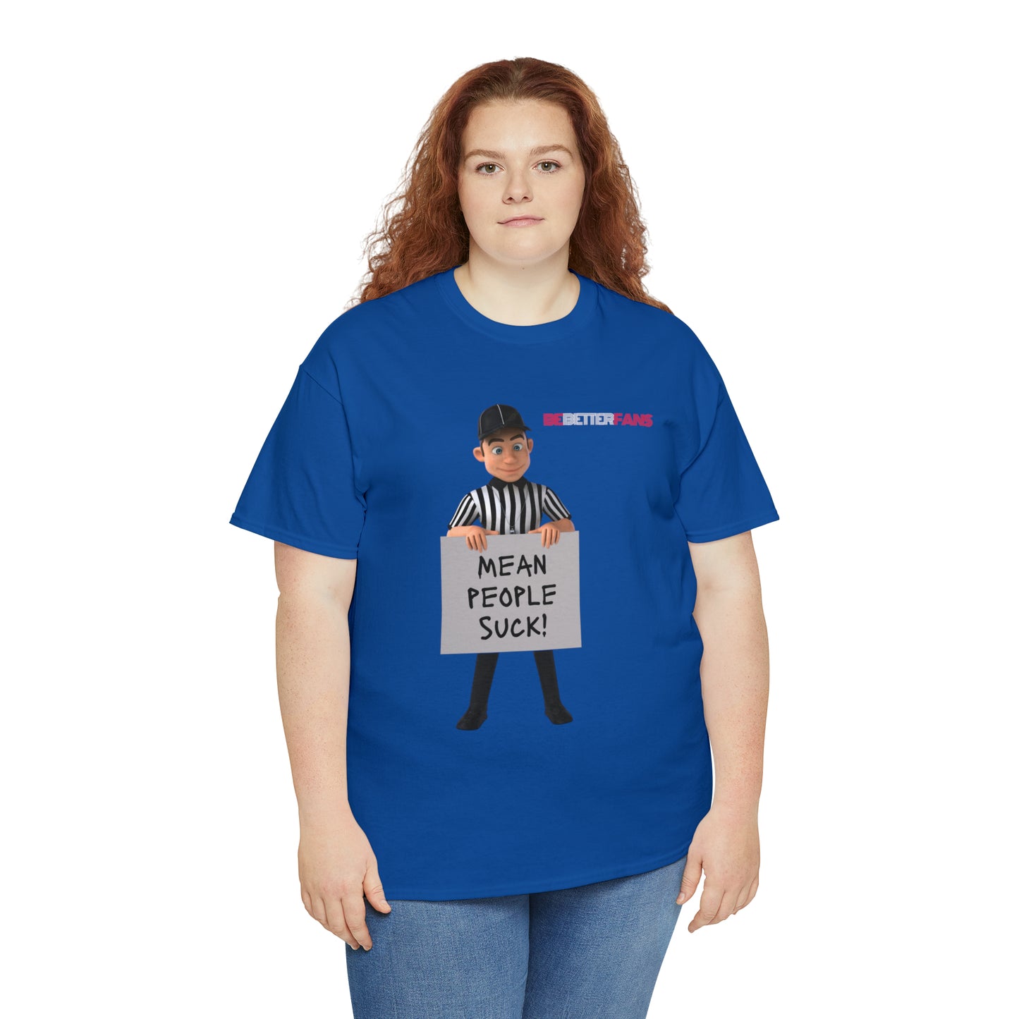 Mean People Suck Unisex Cotton Tee | Cartoon Ref Shirt | Gifts for Refs | For Sports Officials | Screen print t-shirt