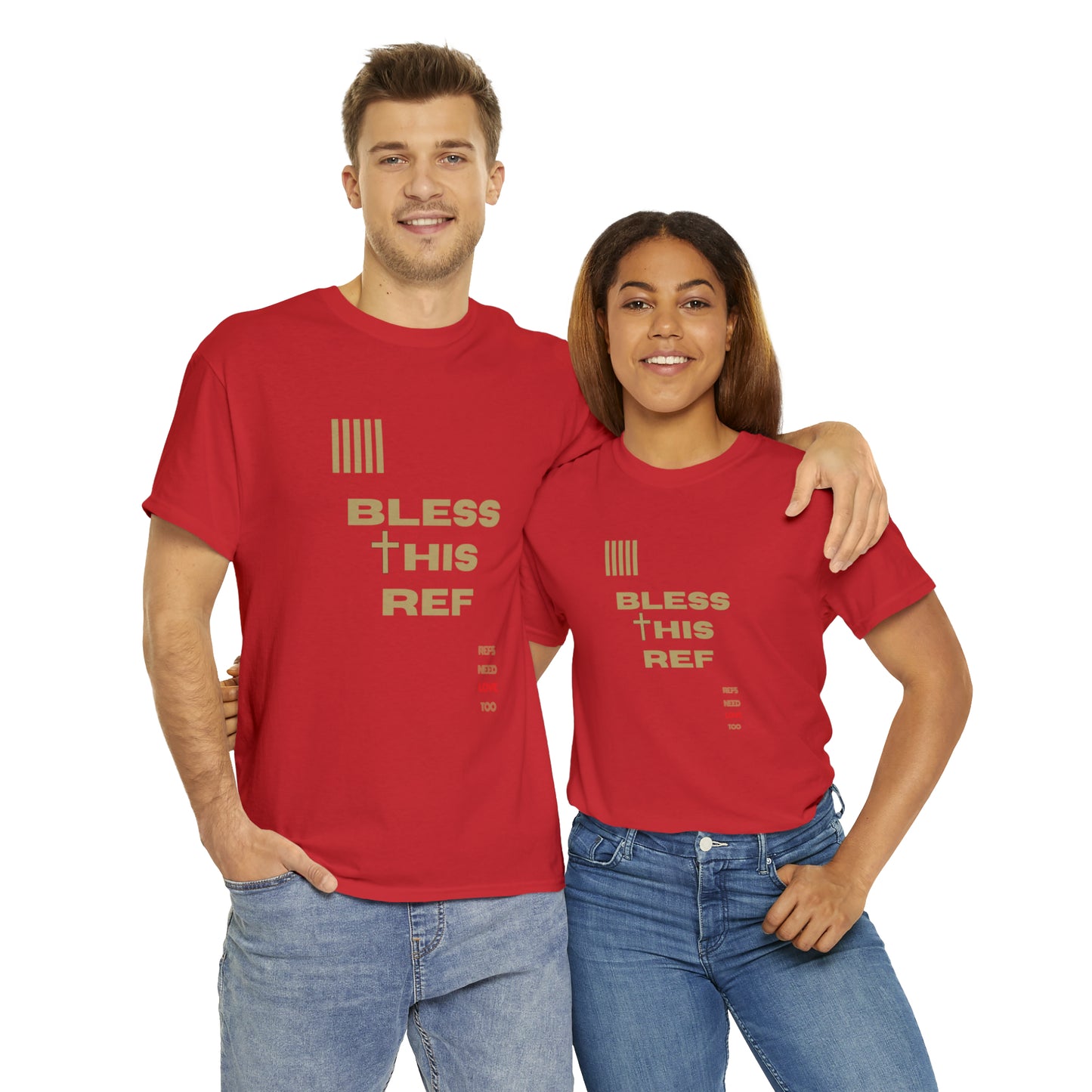 Bless This Ref Heavy Cotton Tee | Faith-filled Official | Gifts for Refs | Religious Referee | Screen print t-shirt | Referee Gifts